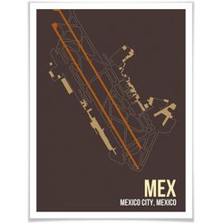 wall-art poster artprint mex plattegrond mexico city poster, artprint, wandposter (1 stuk) multicolor