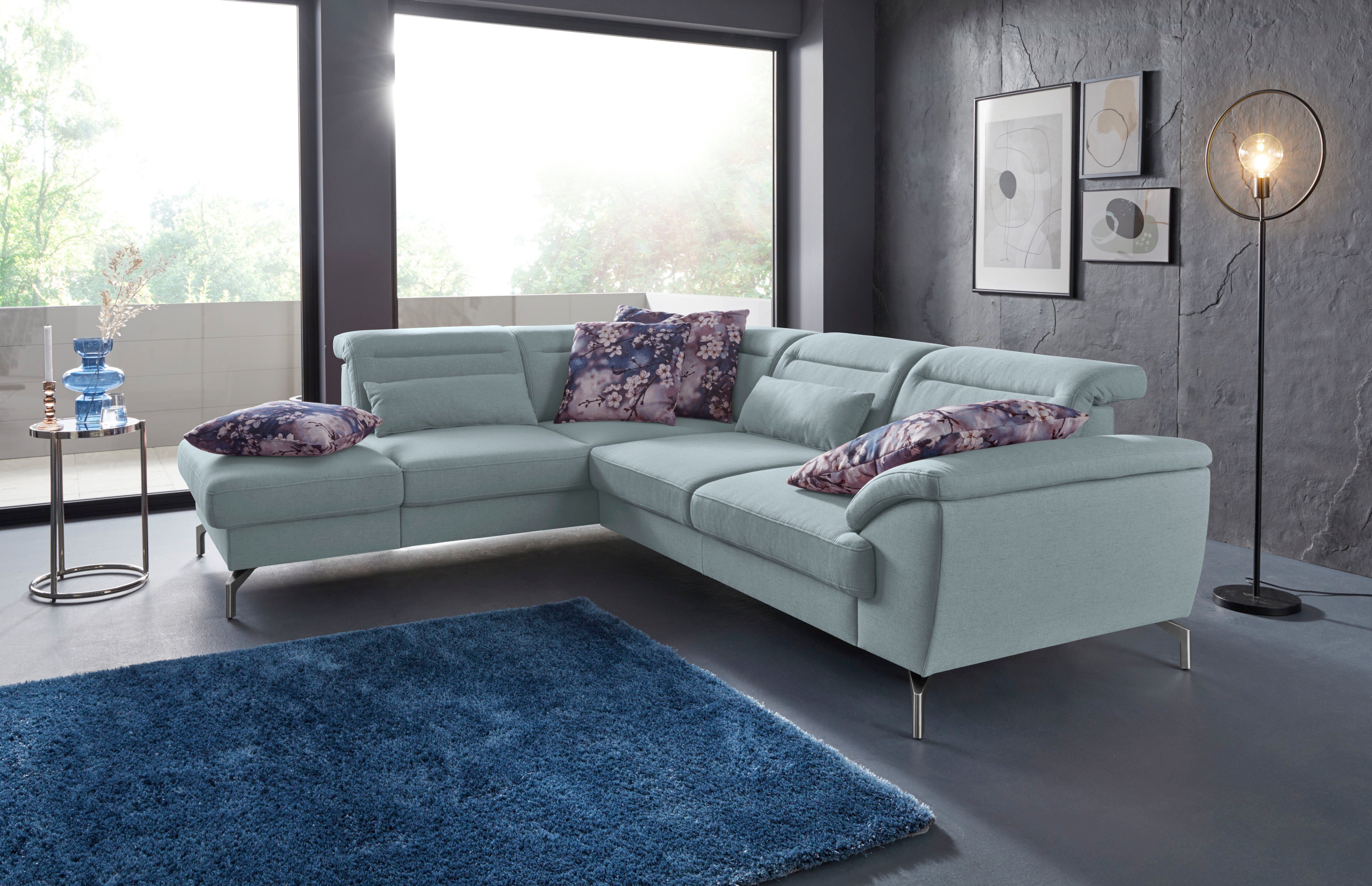 sit&more Hoekbank Percy L-vorm 15 cm poothoogte, zitdiepteverstelling, naar keuze in 2 pootkleuren
