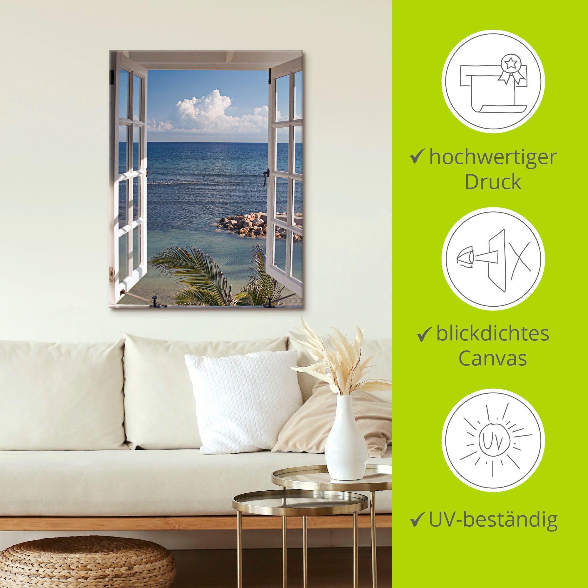 Artland Artprint Uitzicht op het paradijs als artprint van aluminium, artprint voor buiten, artprint op linnen, poster, muursticker