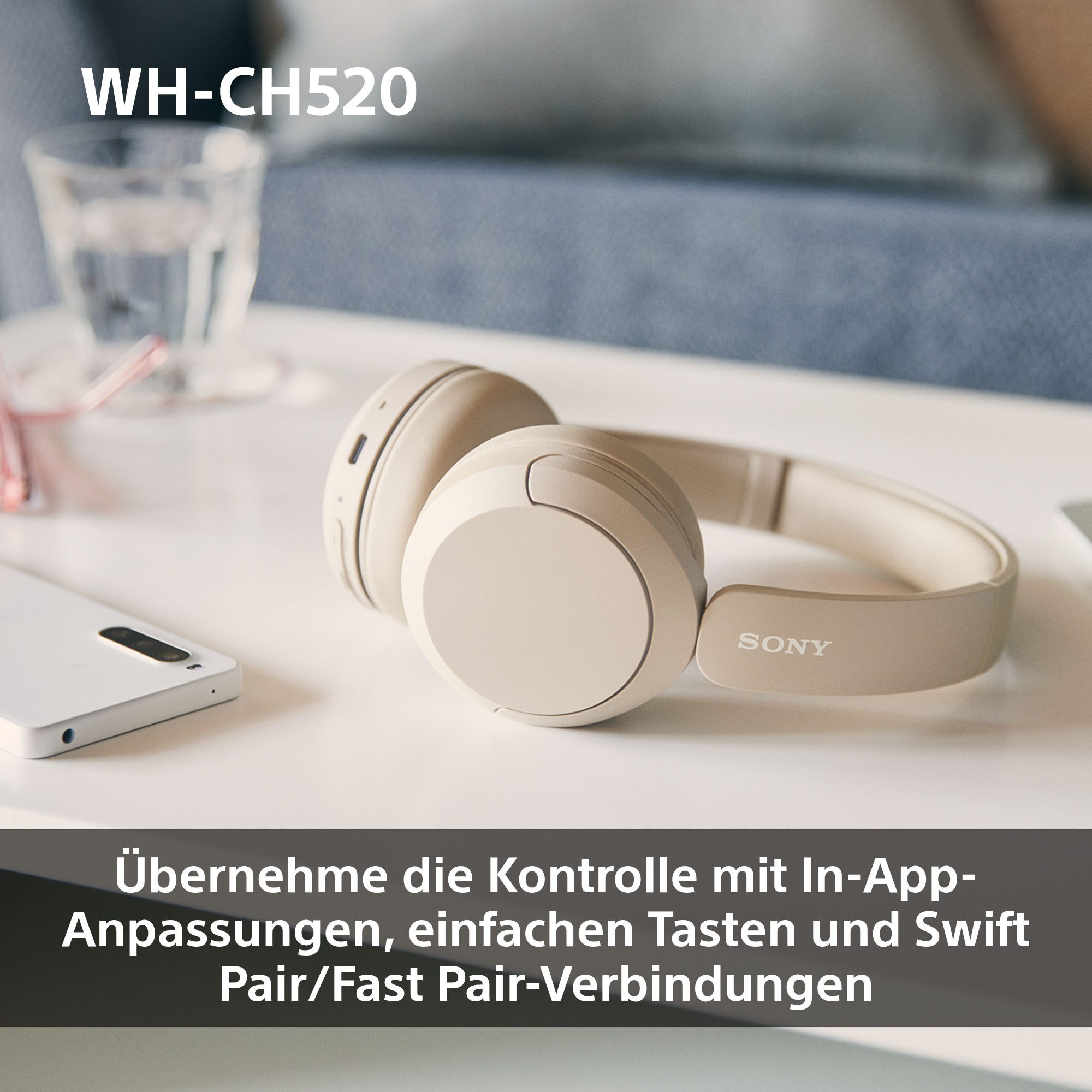 Sony Bluetooth-hoofdtelefoon WHCH520 200 uur max. accuduur (standby)