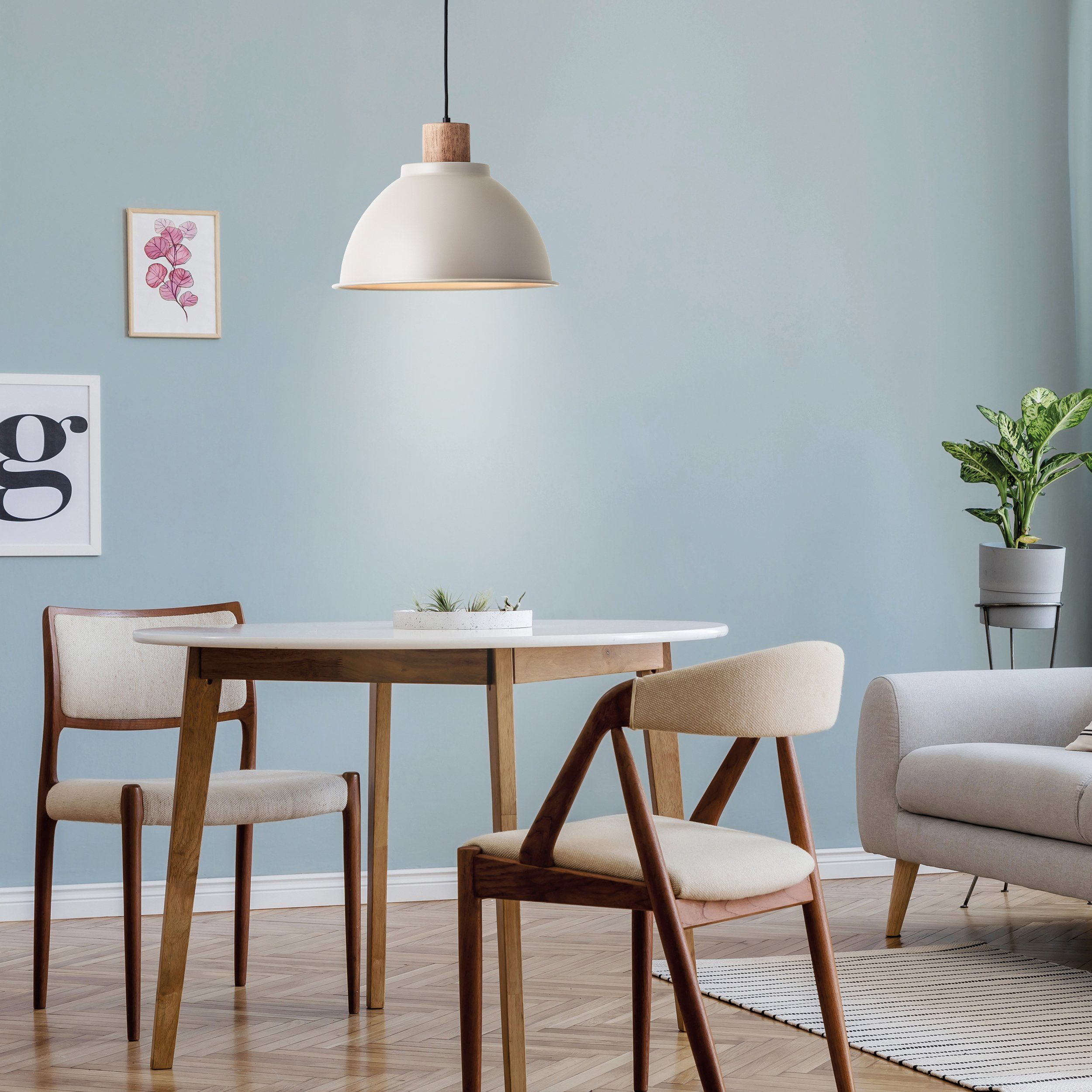Brilliant Leuchten Hanglamp Erena Hoogte 120 cm, Ø 38 cm, E27, inkortbaar, metaal/hout