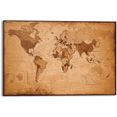 home affaire wanddecoratie wereldkaart - antiek 90-60 cm bruin