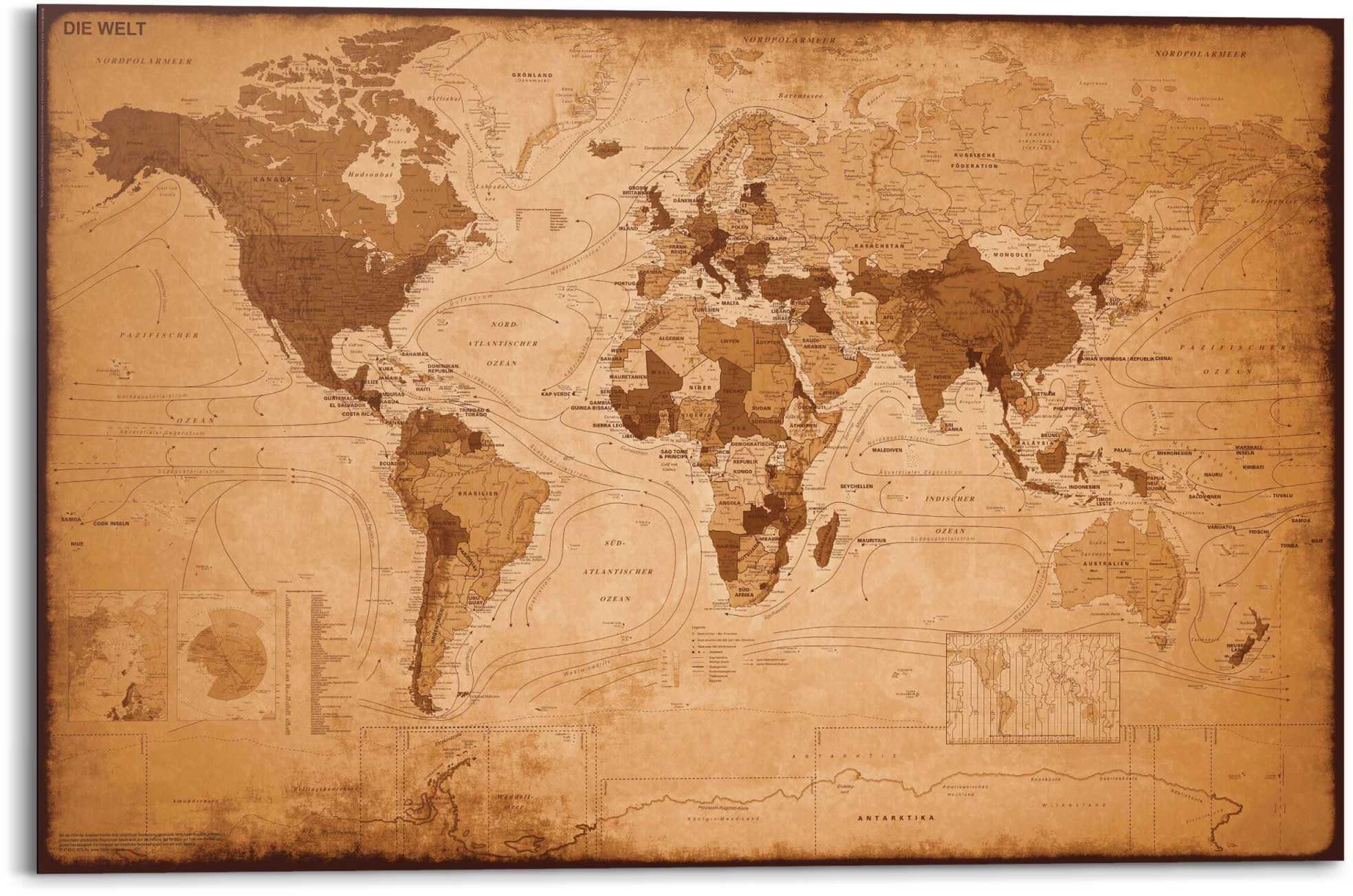 HOME AFFAIRE Artprint wereldkaart antiek