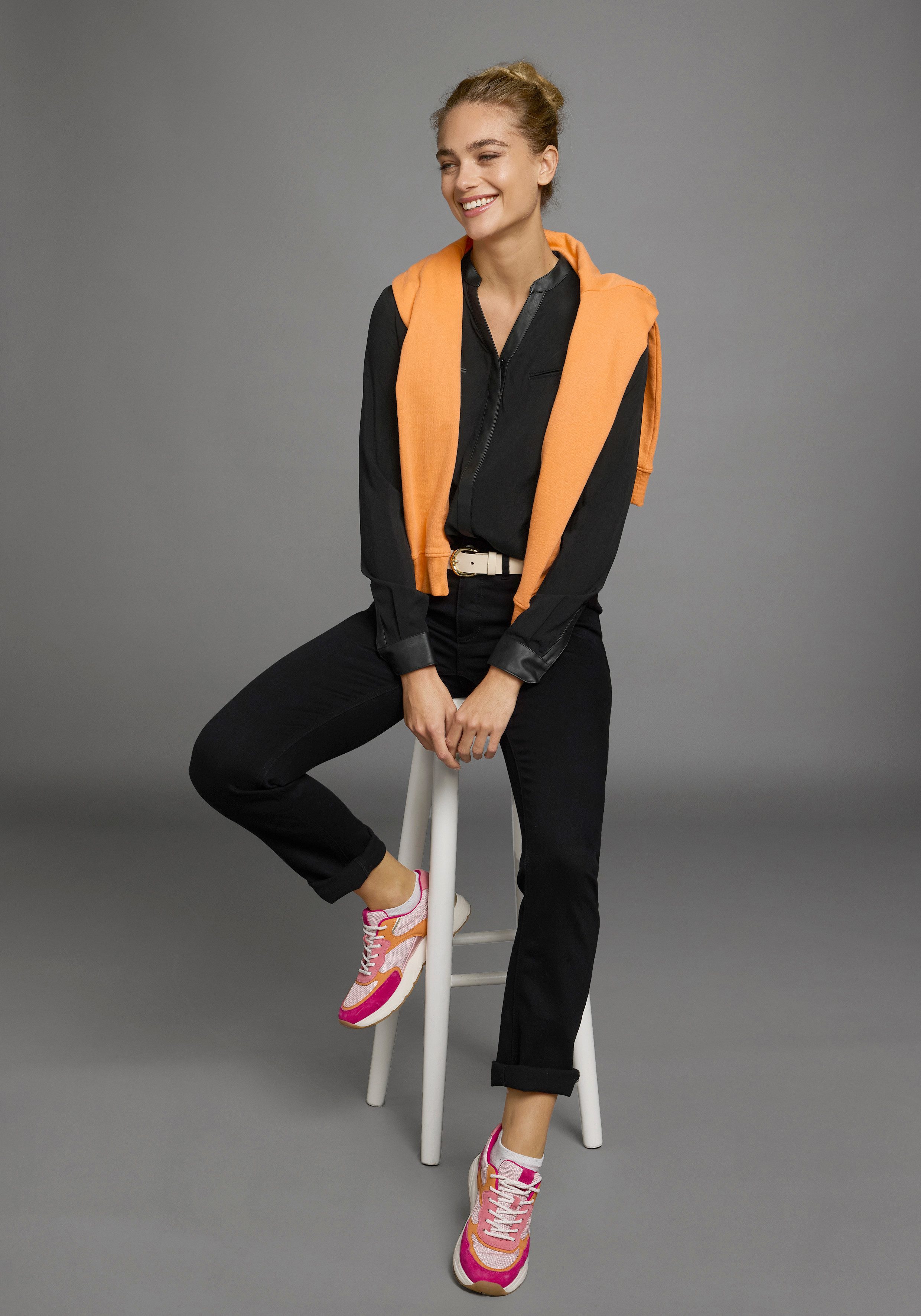 AJC Overhemdblouse met details van imitatieleer