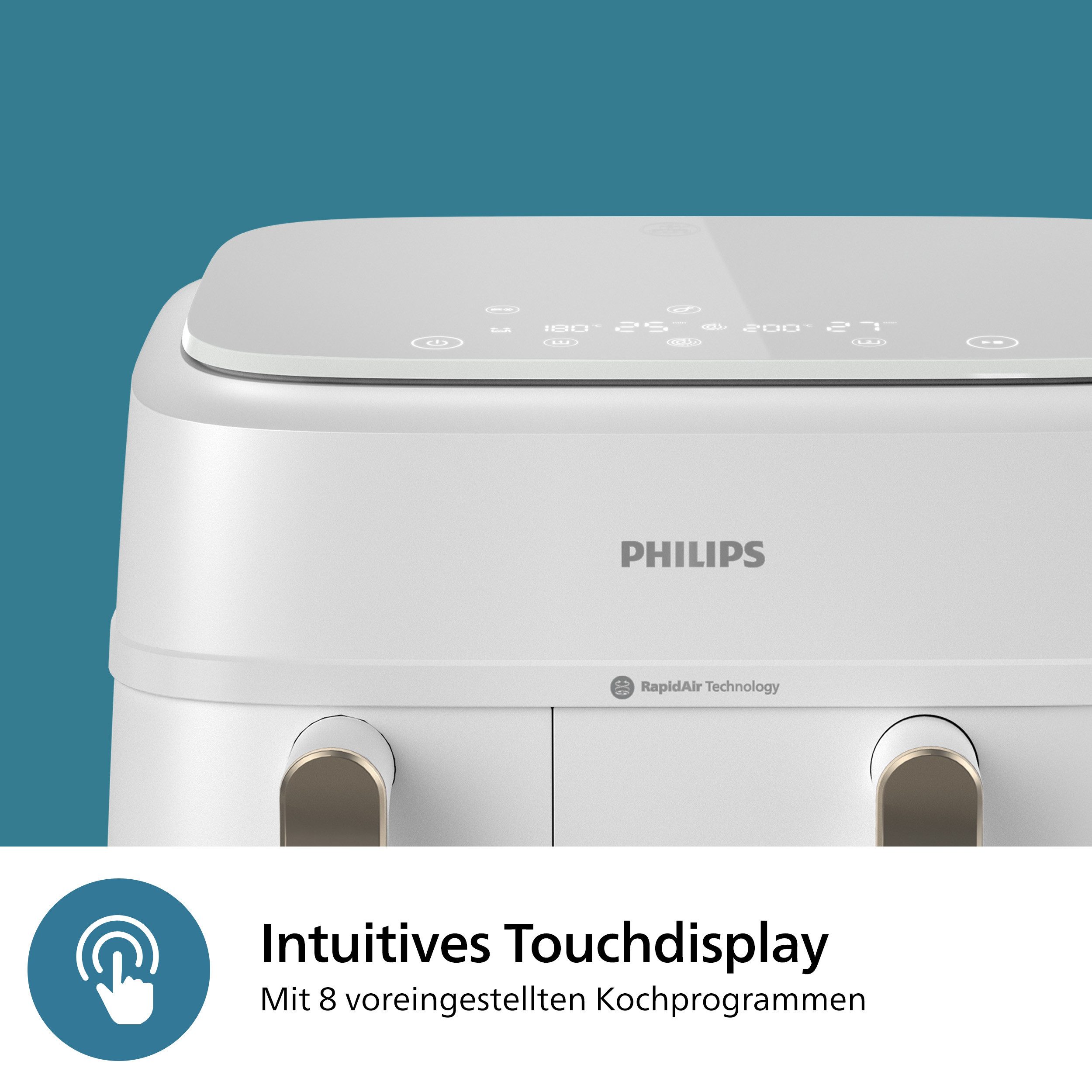 Philips Airfryer 3000 Dual Basket NA353/10, zwei Körbe mit 9L (3L+6L)