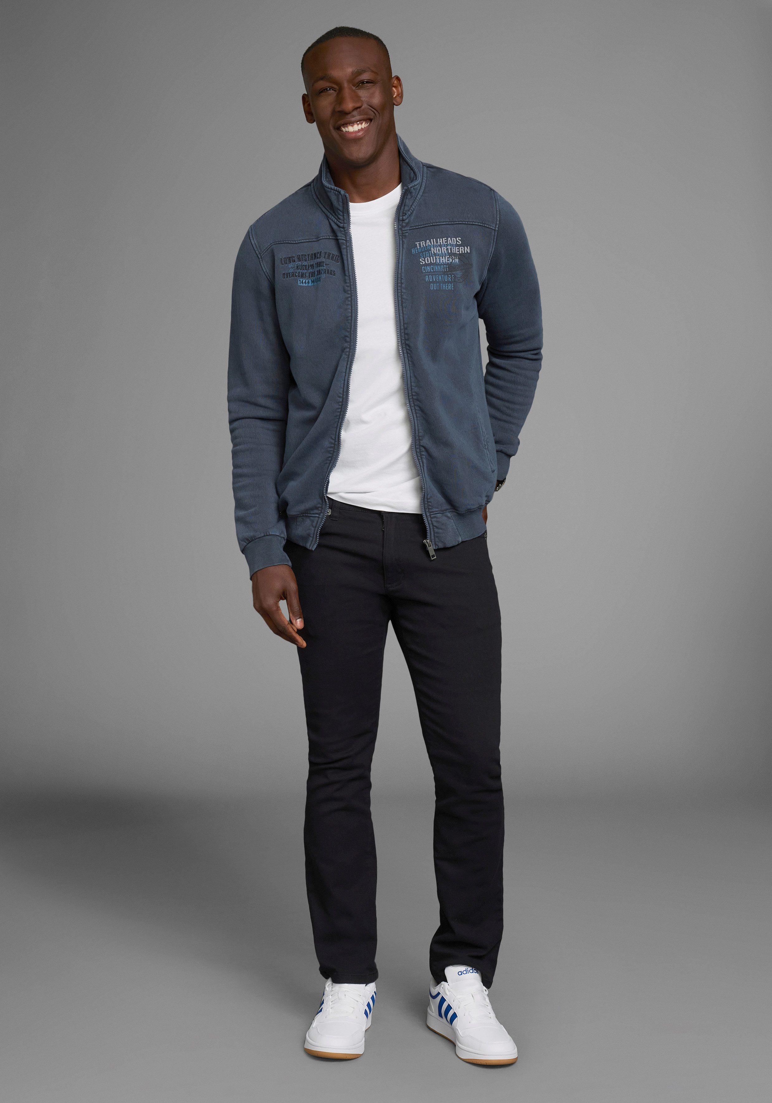 Man's World Sweatvest met print en borduursel