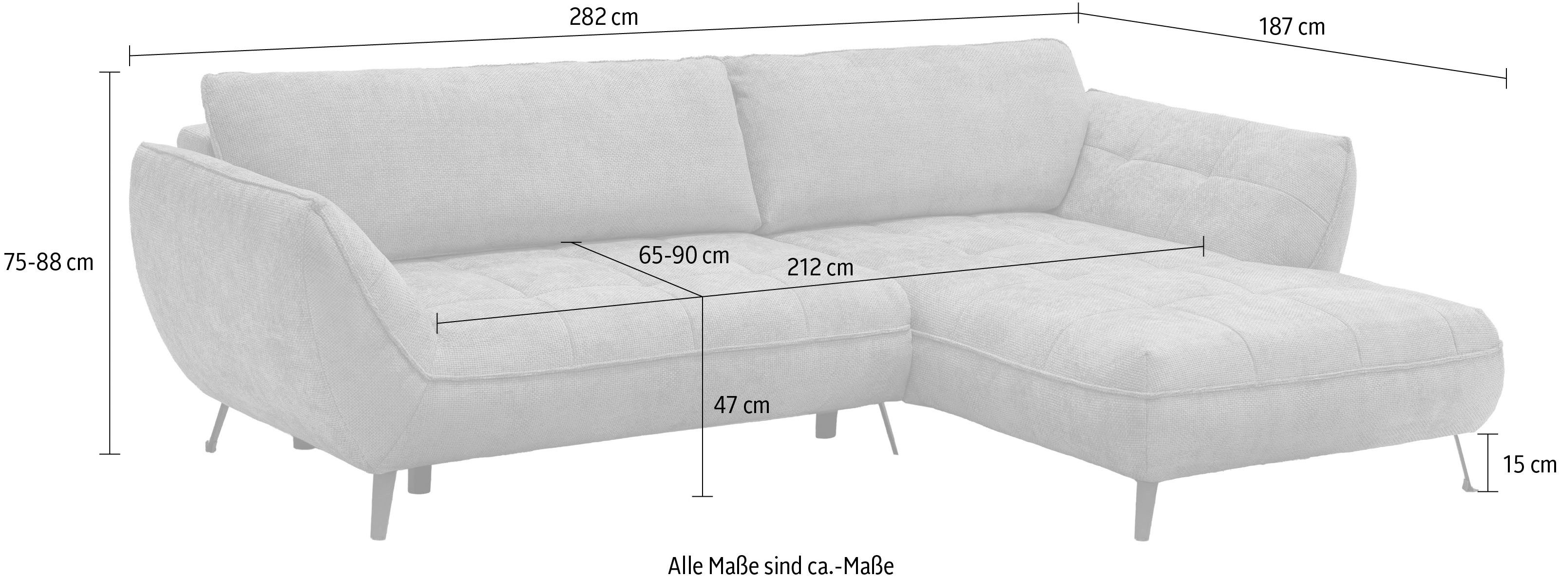 exxpo - sofa fashion Hoekbank Samoa, comfortabel en modern, met Easy-Lift bedfunctie, L-vorm