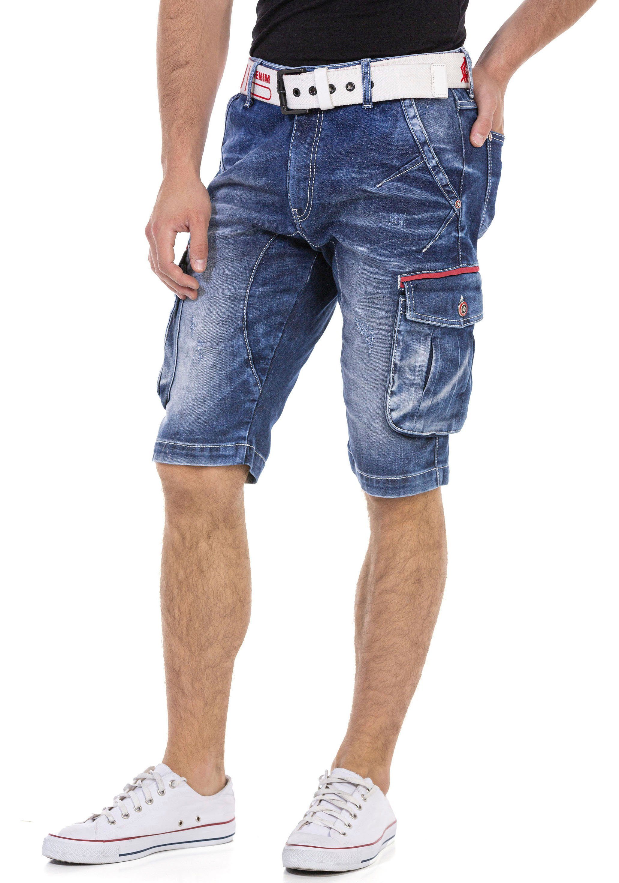 Cipo & Baxx Bermuda in denim , met cargozakken
