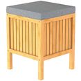 eisl badkruk bamboe wasmand met zitkussen, duurzaam badkamermeubel bamboe bruin