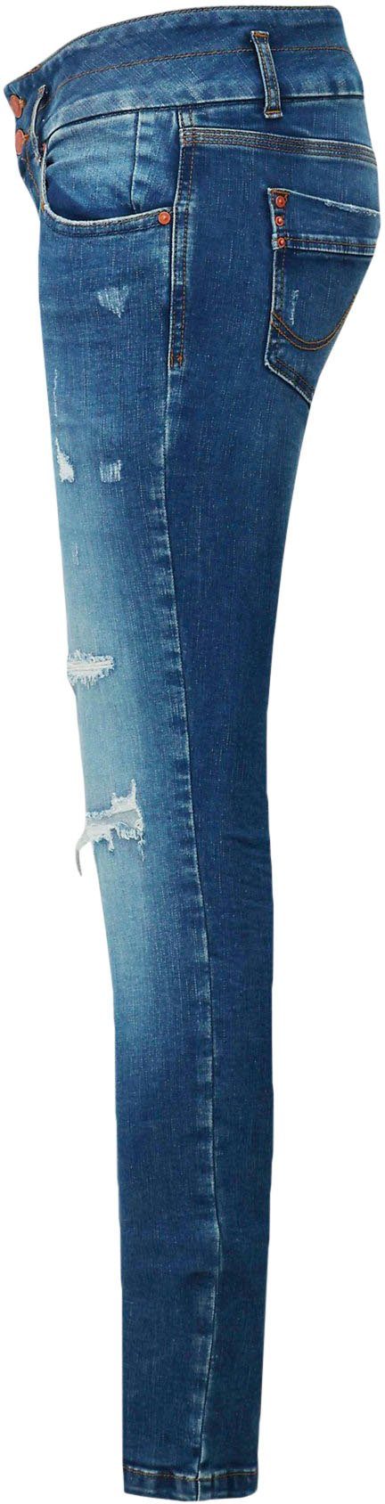 LTB Slim fit jeans Zena met brede tailleband met dubbele knopen