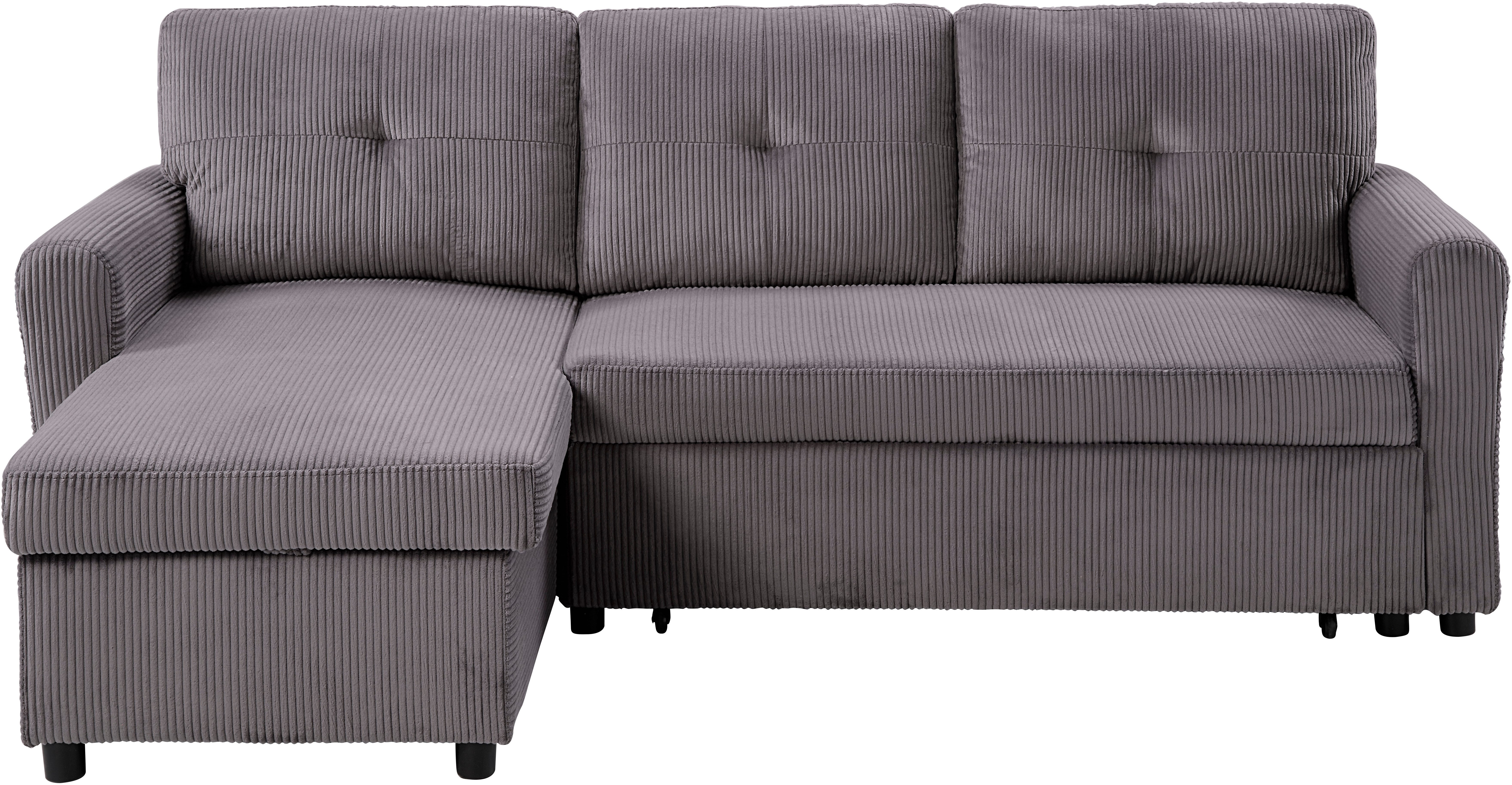 ATLANTIC home collection Hoekbank Gustavo L-vorm met slaapfunctie, opbergruimte & zijzakken