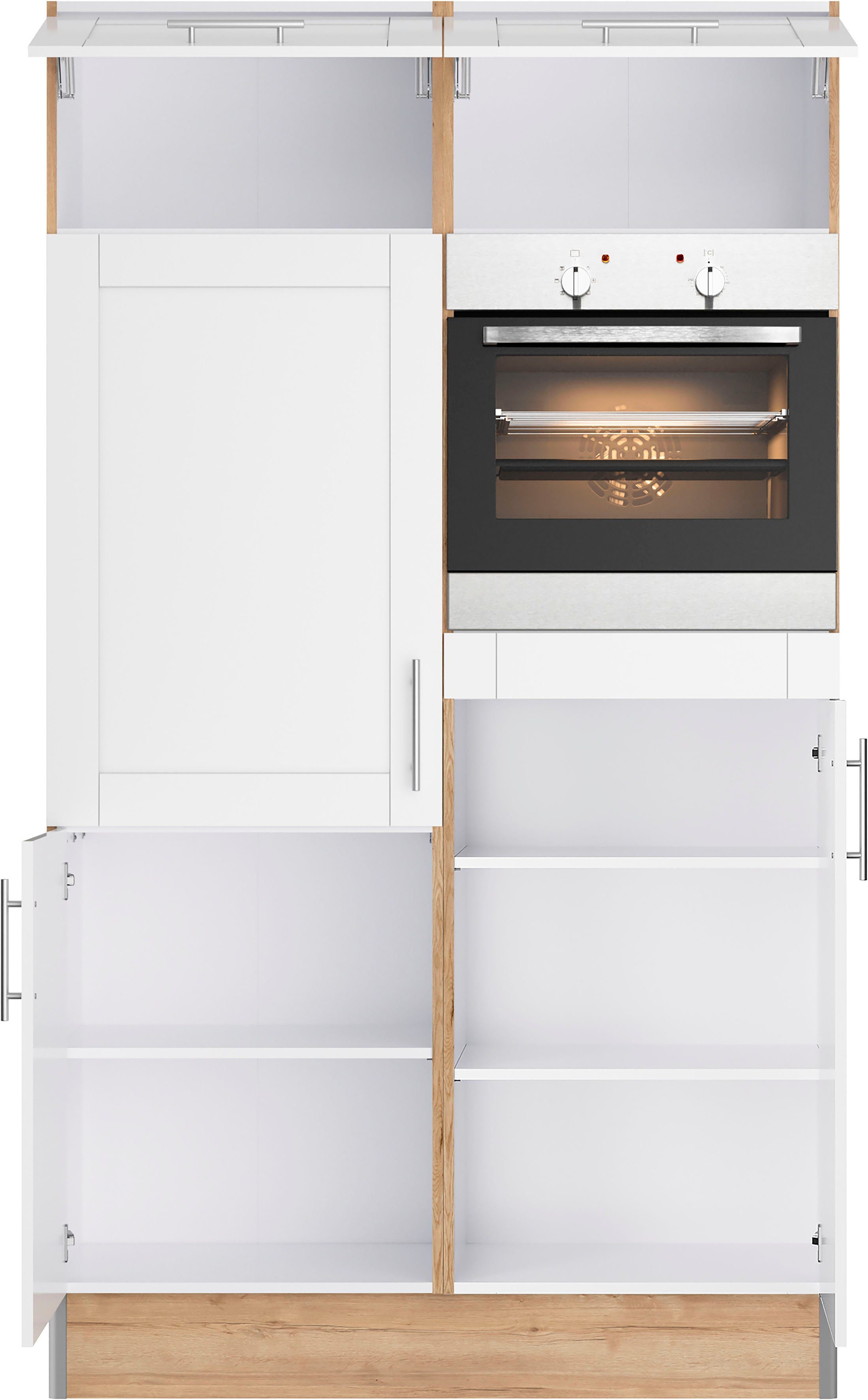 Kochstation Keuken KS-Ahus, Bak-/Koelmodule Breedte 120 cm, naar keuze met elektrische apparaten, softclose functie, MDF fronten