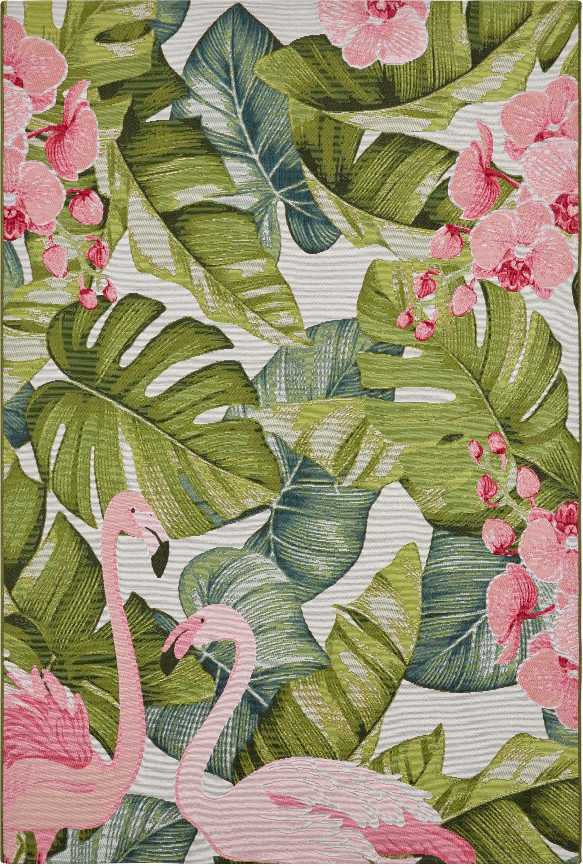 HANSE Home Outdoorkleed Tropical Flamingo In-& outdoor, tapijt, weerbestendig, balkon, tuin, woonkamer, floraal