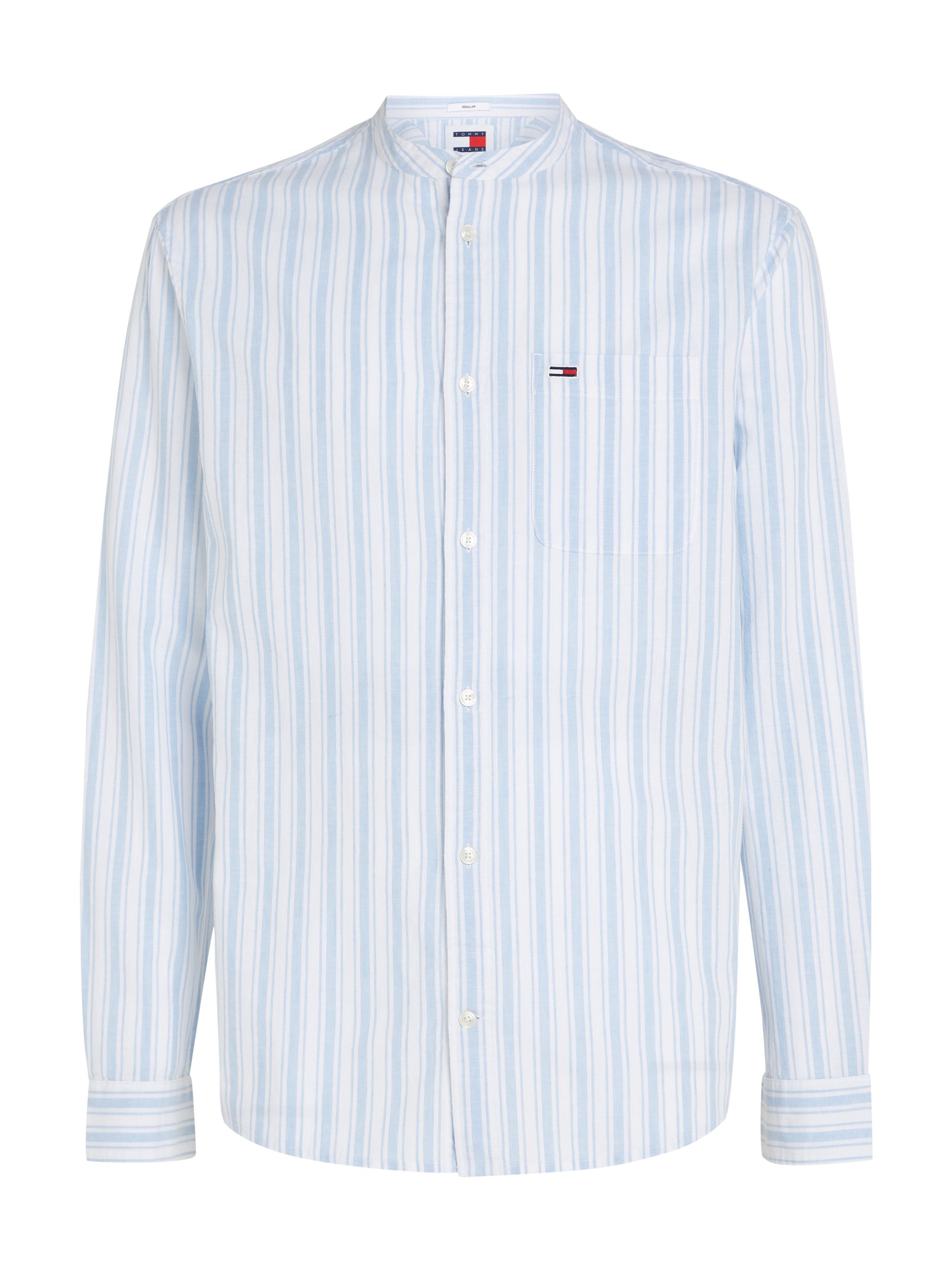 TOMMY JEANS Overhemd met lange mouwen TJM MAO STRIPE LINEN BLEND SHIRT