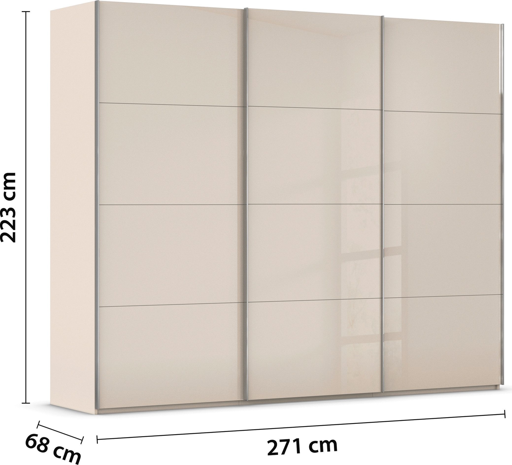 rauch Schuifdeurkast Kledingkast Kast Garderobe Slaapkamerkast SCALE-FYRA edel vierdelige deuren met glas-front veel kleuren made in germany