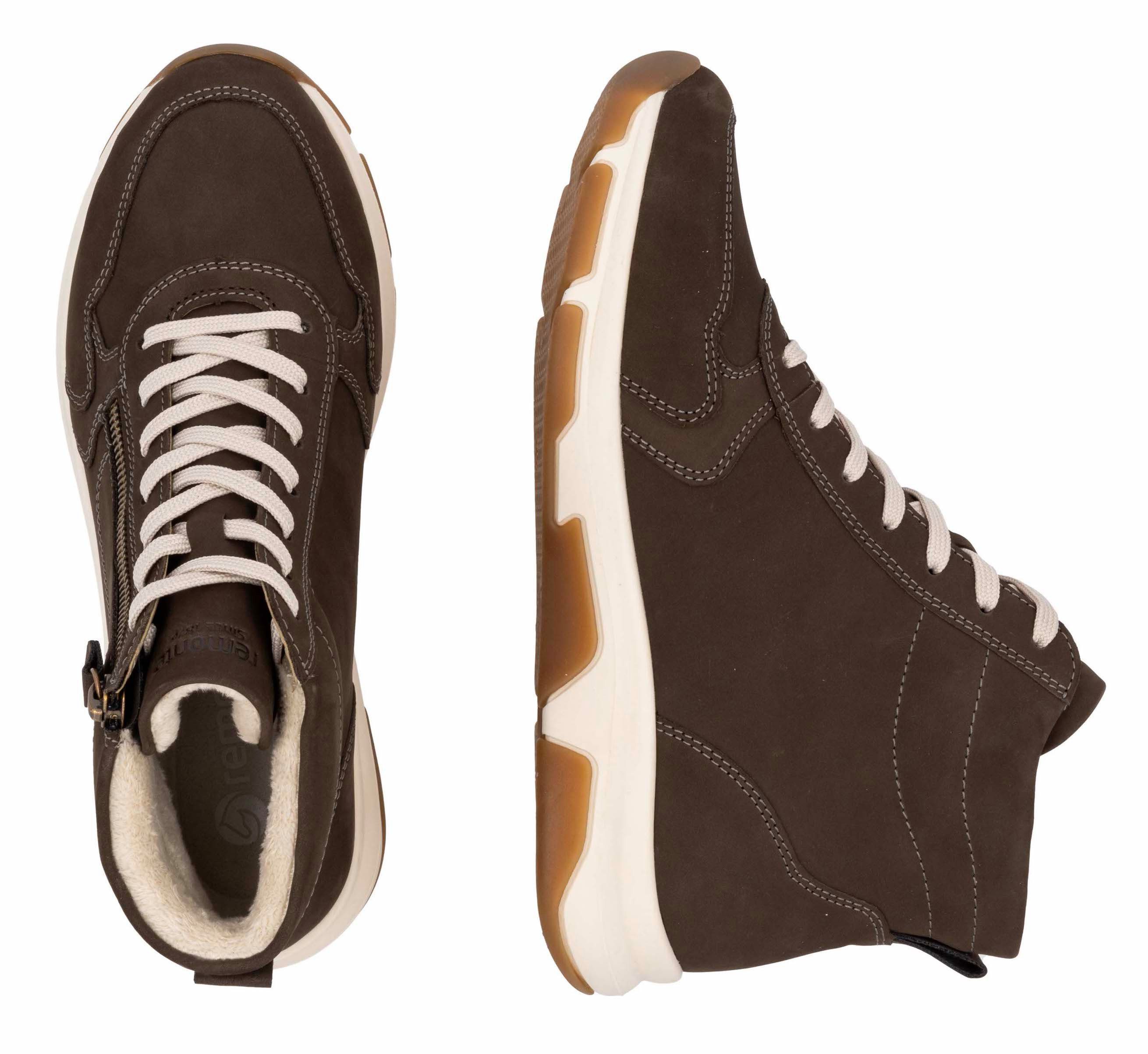 Remonte Sneakers met sleehak high-top sneaker, veterschoen, vrijetijdsschoen met buitenrits