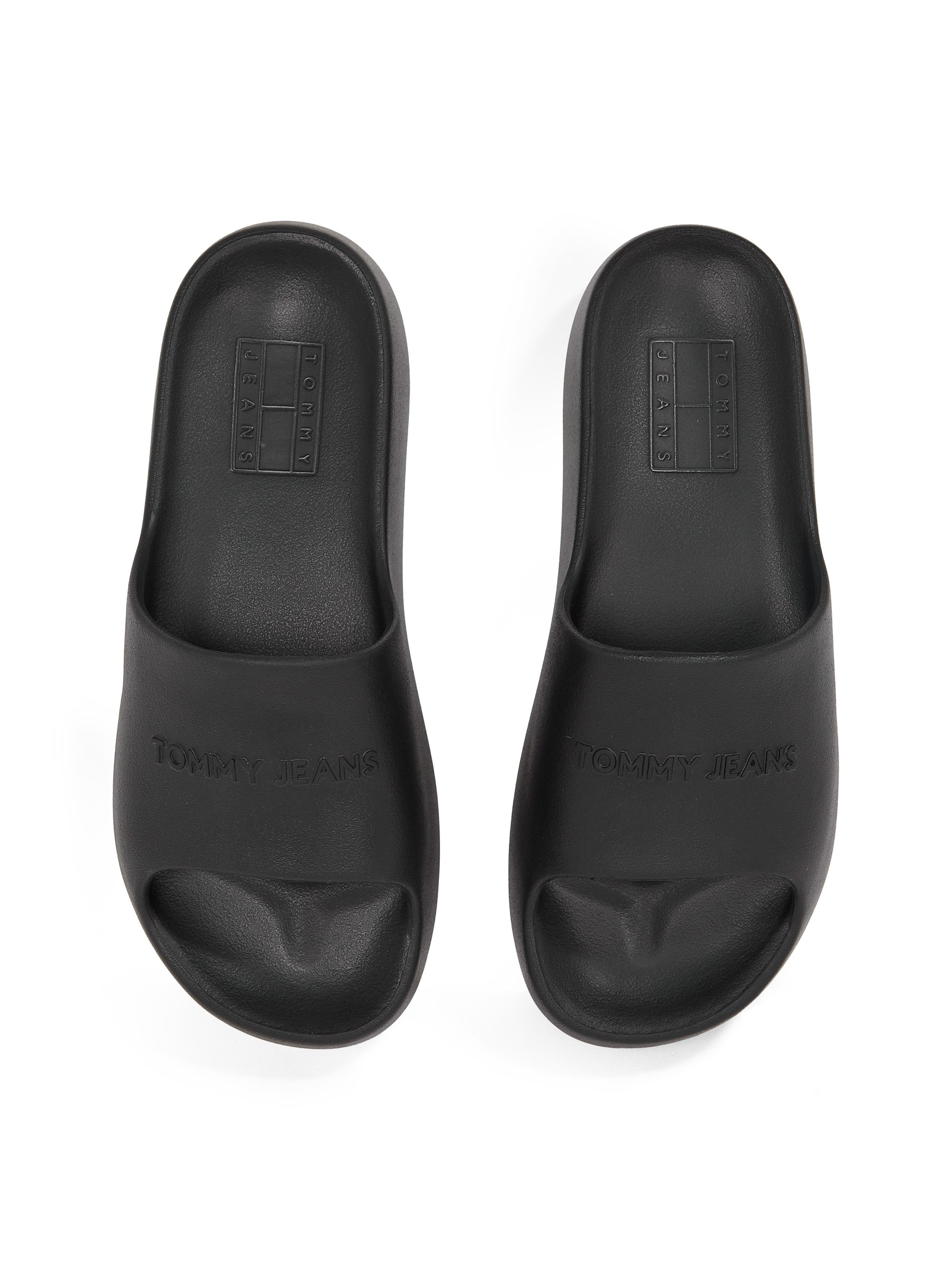 TOMMY JEANS Slippers TJW CHUNKY POOL SLIDE ESS , plateau, zomerschoen, instapschoen, comfortabele schoen, logo-opdruk