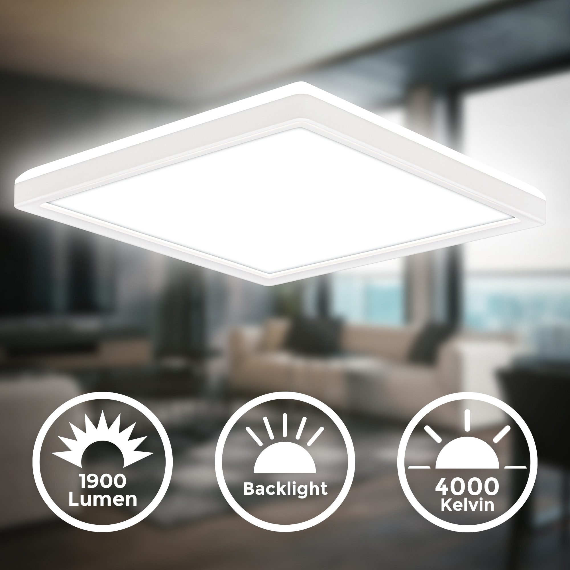 B.K.Licht Led-plafondlamp BKL1599 ultra dunne plafondlamp, LED paneel met backlight