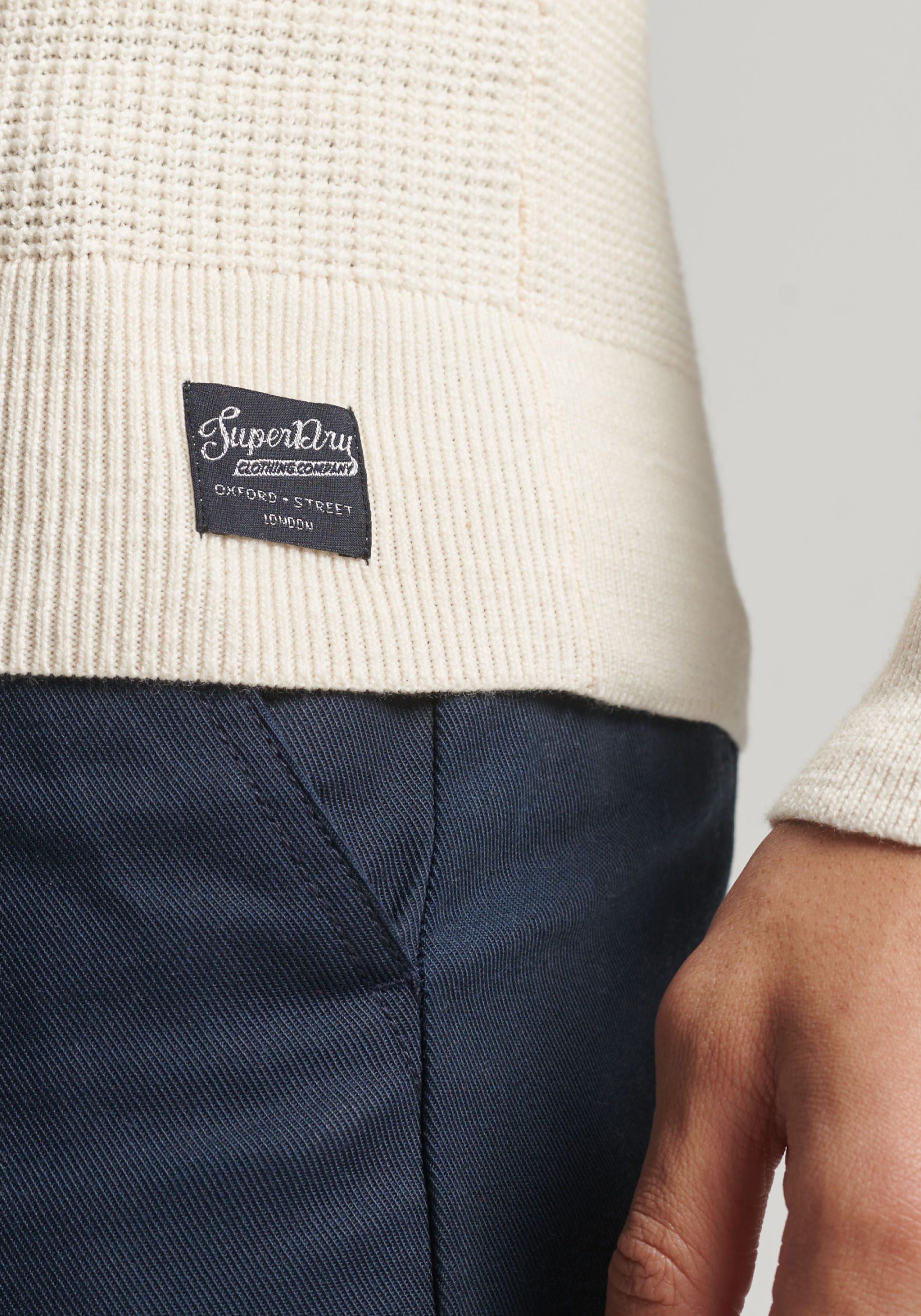Superdry Gebreide trui TEXTURED CREW KNIT JUMPER met gestructureerd wafelbreipatroon