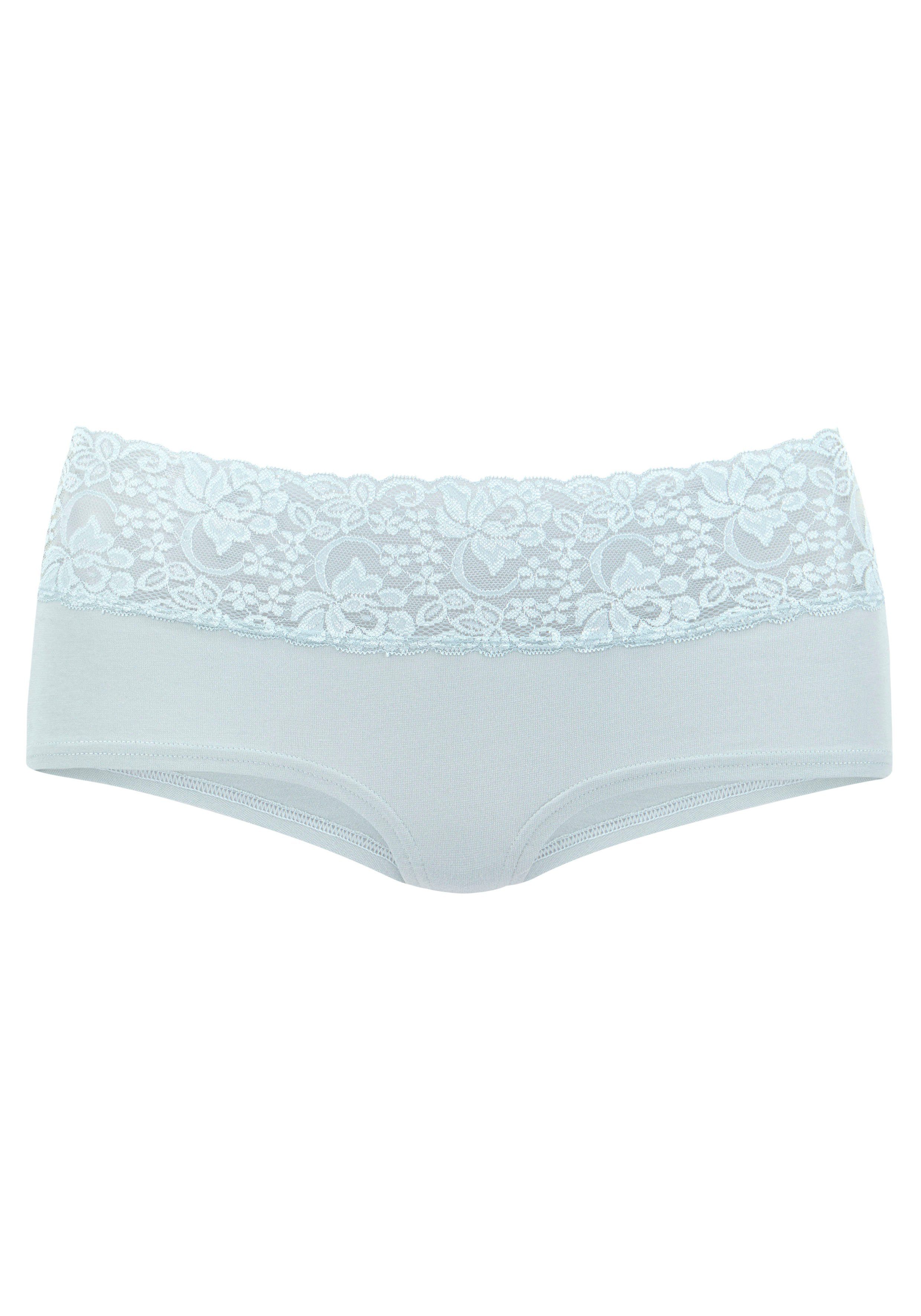 Vivance Hipster van elastische katoen met florale kant (3 stuks)