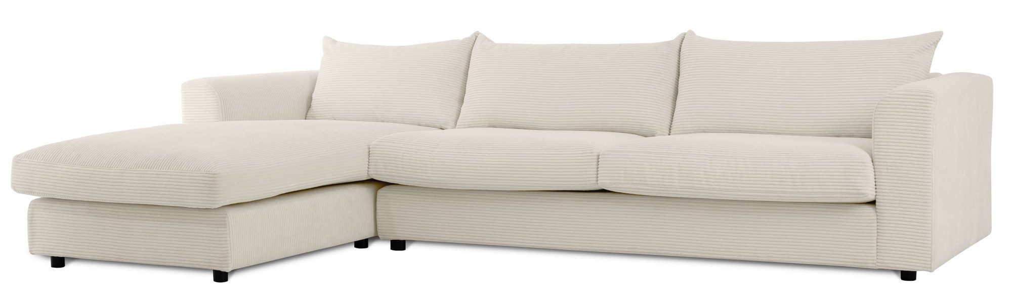 LeGer Home by Lena Gercke Hoekbank Avelina Breedte 297 cm, in cord- en chenille-stof, rugkussen met veren (2-delig)
