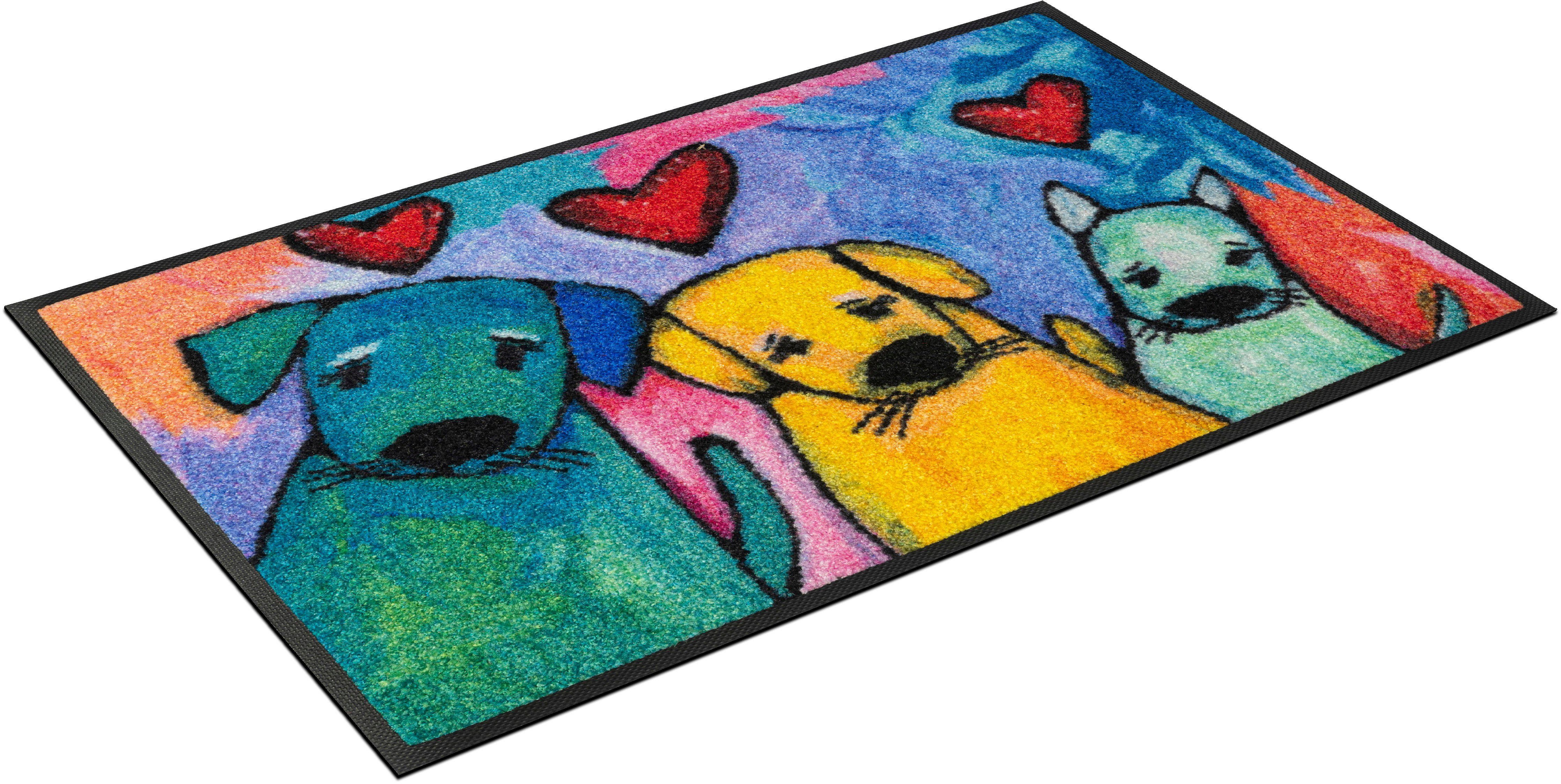wash+dry by Kleen-Tex Mat Doggies Inloopmat, motief honden, modern design, antislip, wasbaar