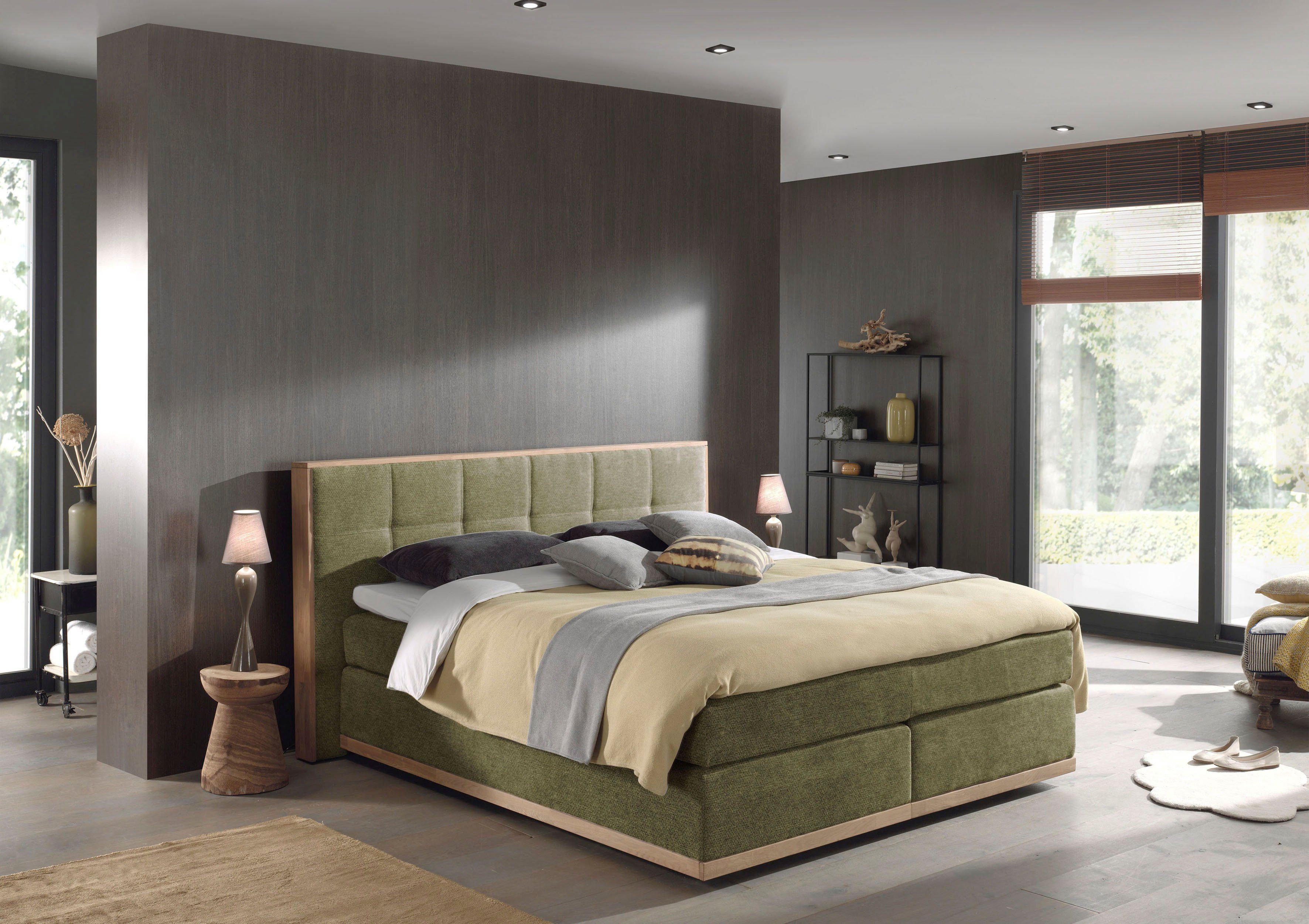 Places of Style Boxspring Vinton van massief eiken, verschillende hardheden (ook h4) (5 stuks)