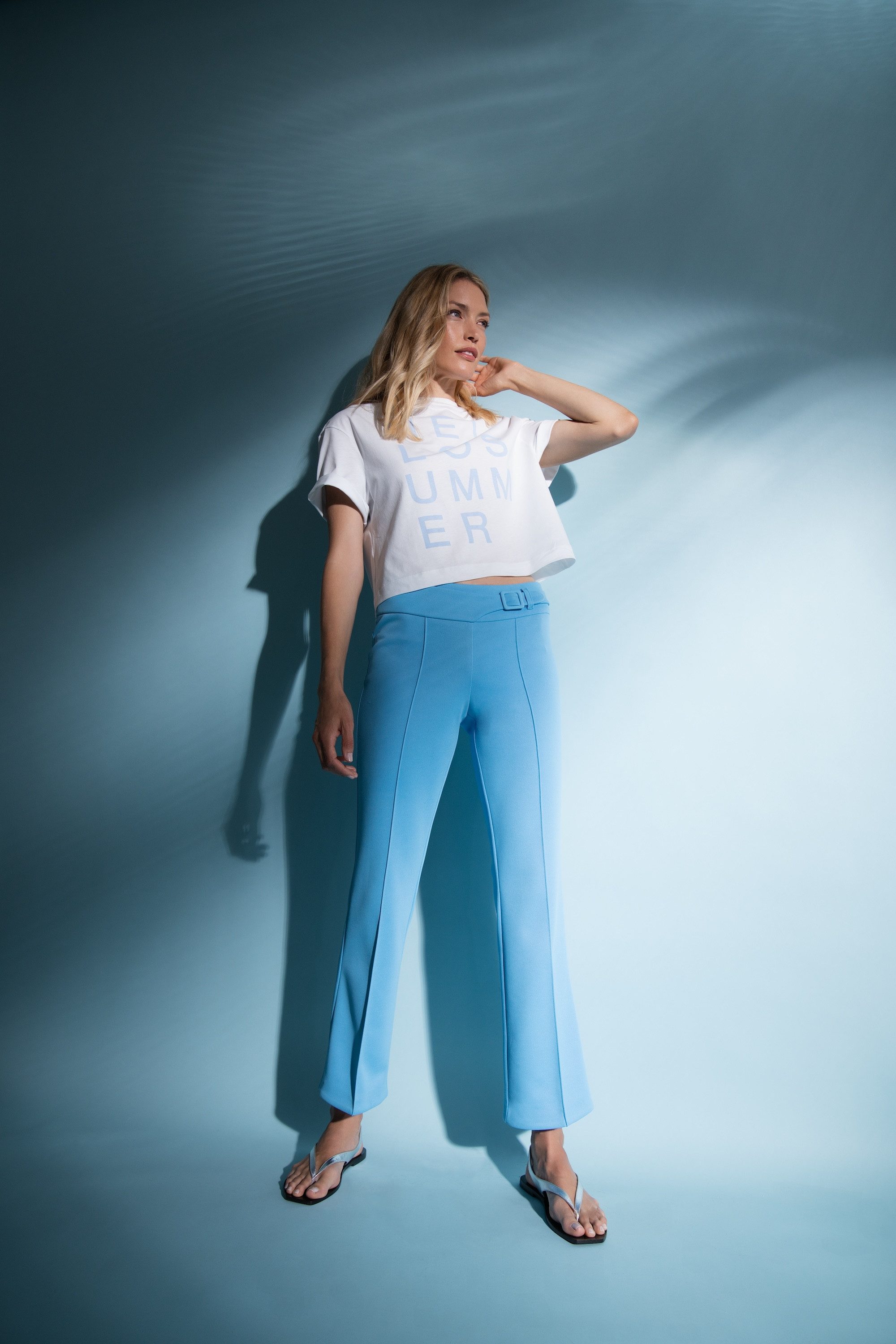 Stehmann Stoffen broek met riemgesp