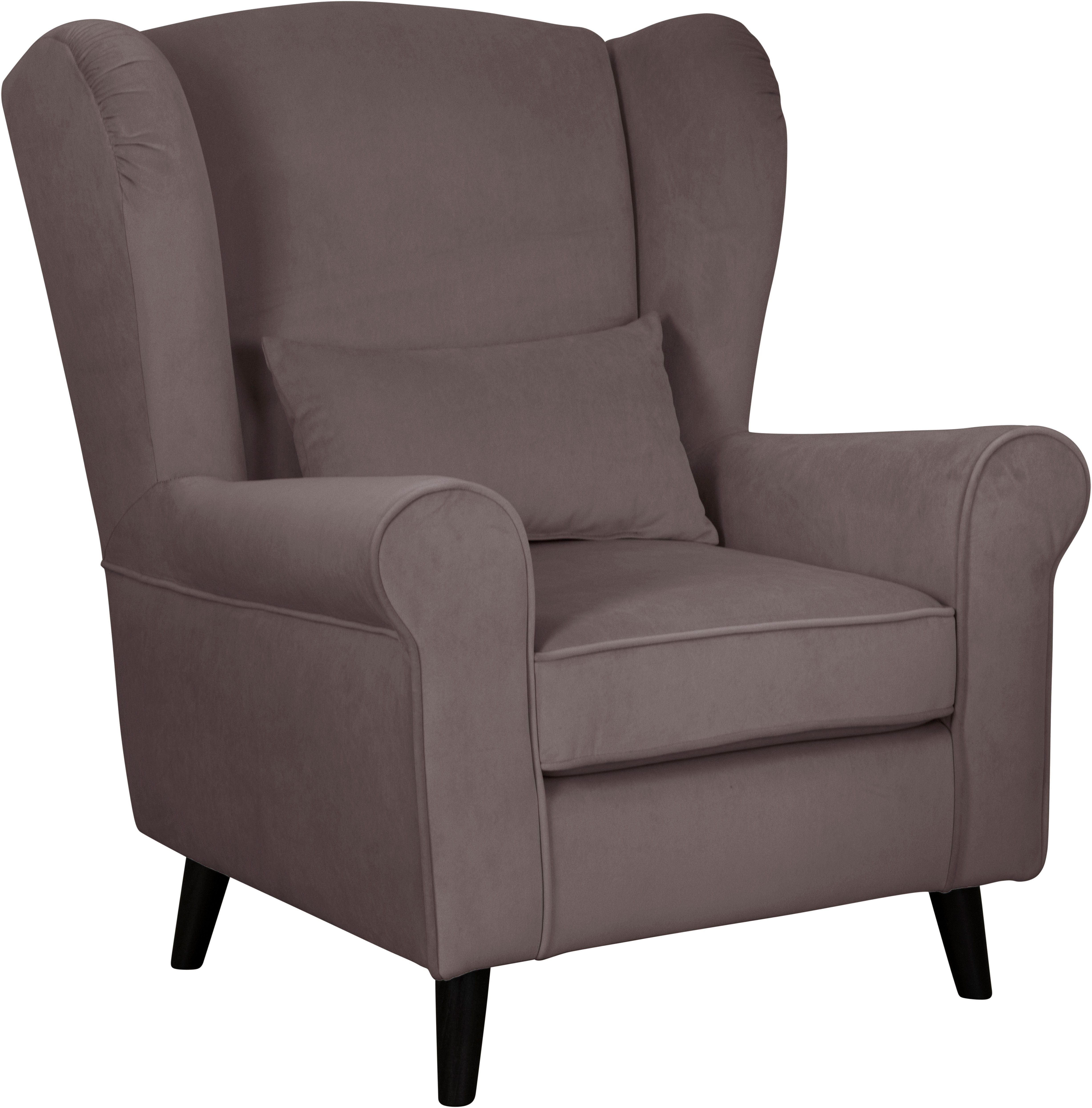 Home affaire Fauteuil Ohrensessel CHISTELLE, optioneel met poef met golfondersteuning, afmetingen: b/d/h: 81/87/99 cm