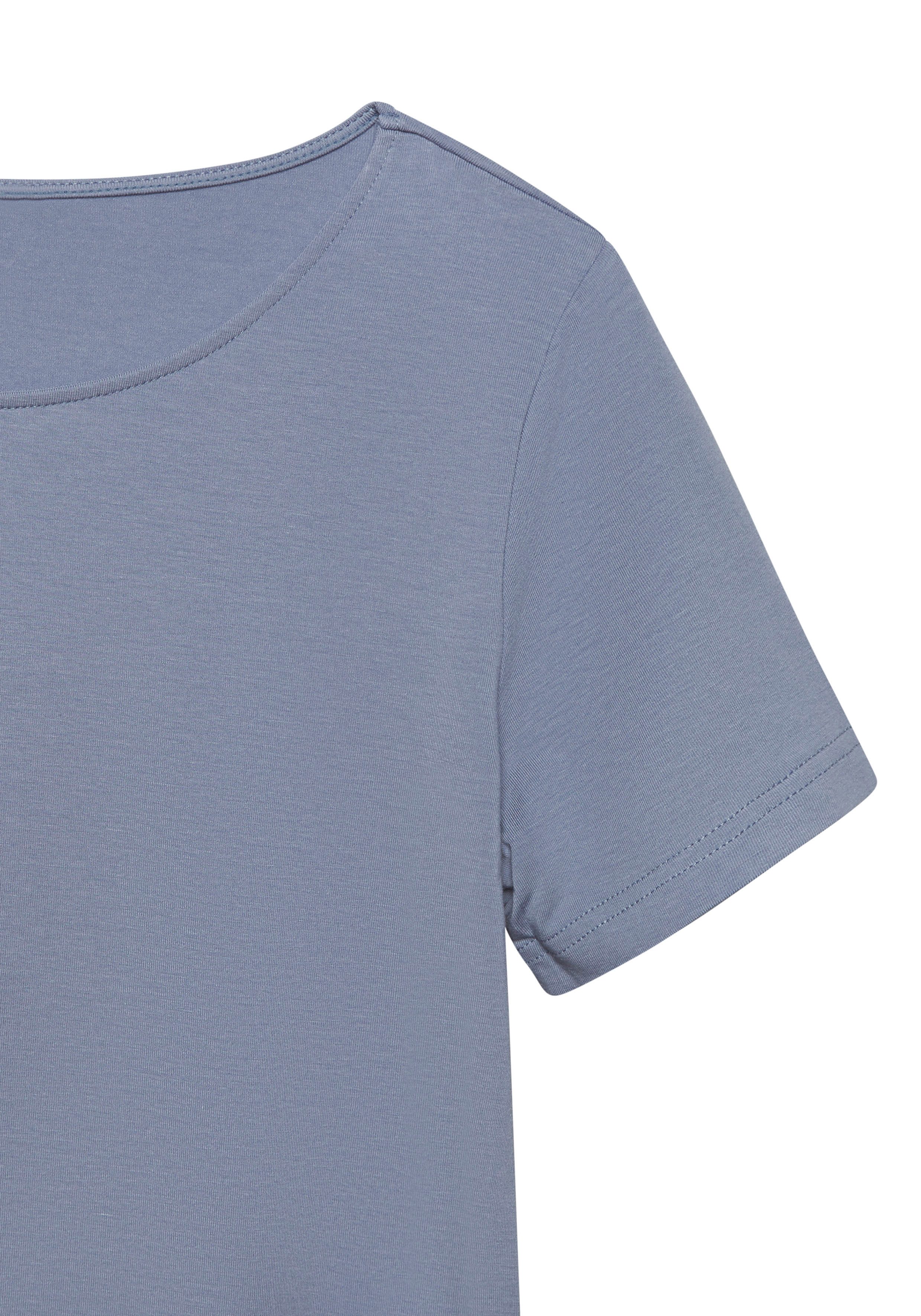Lascana T-shirt Met ronde hals van elastische katoen-modal kwaliteit (Set van 2)