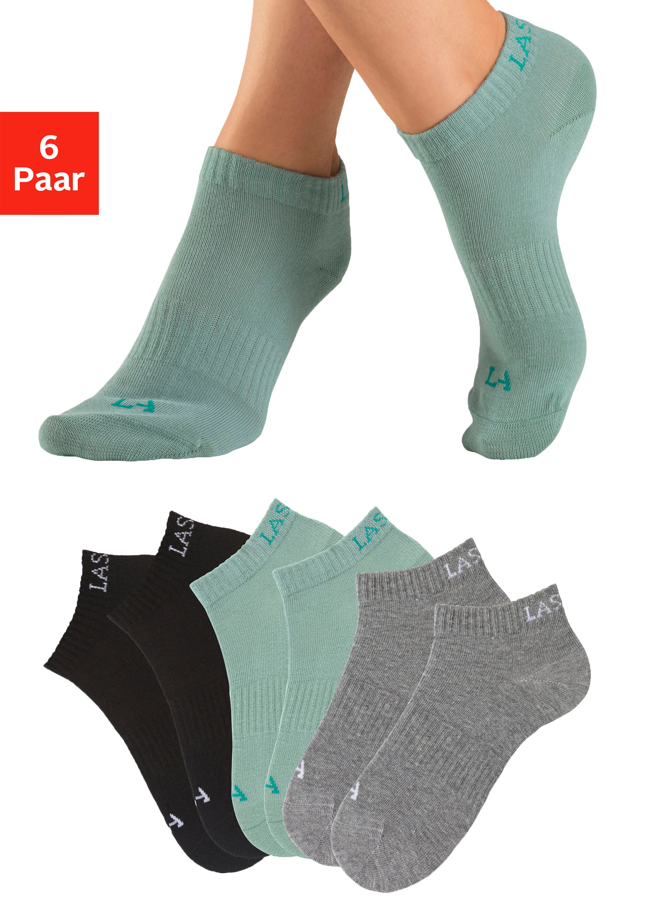 active by Lascana Sneakersokken met ingebreid merklogo (set, 6 paar)
