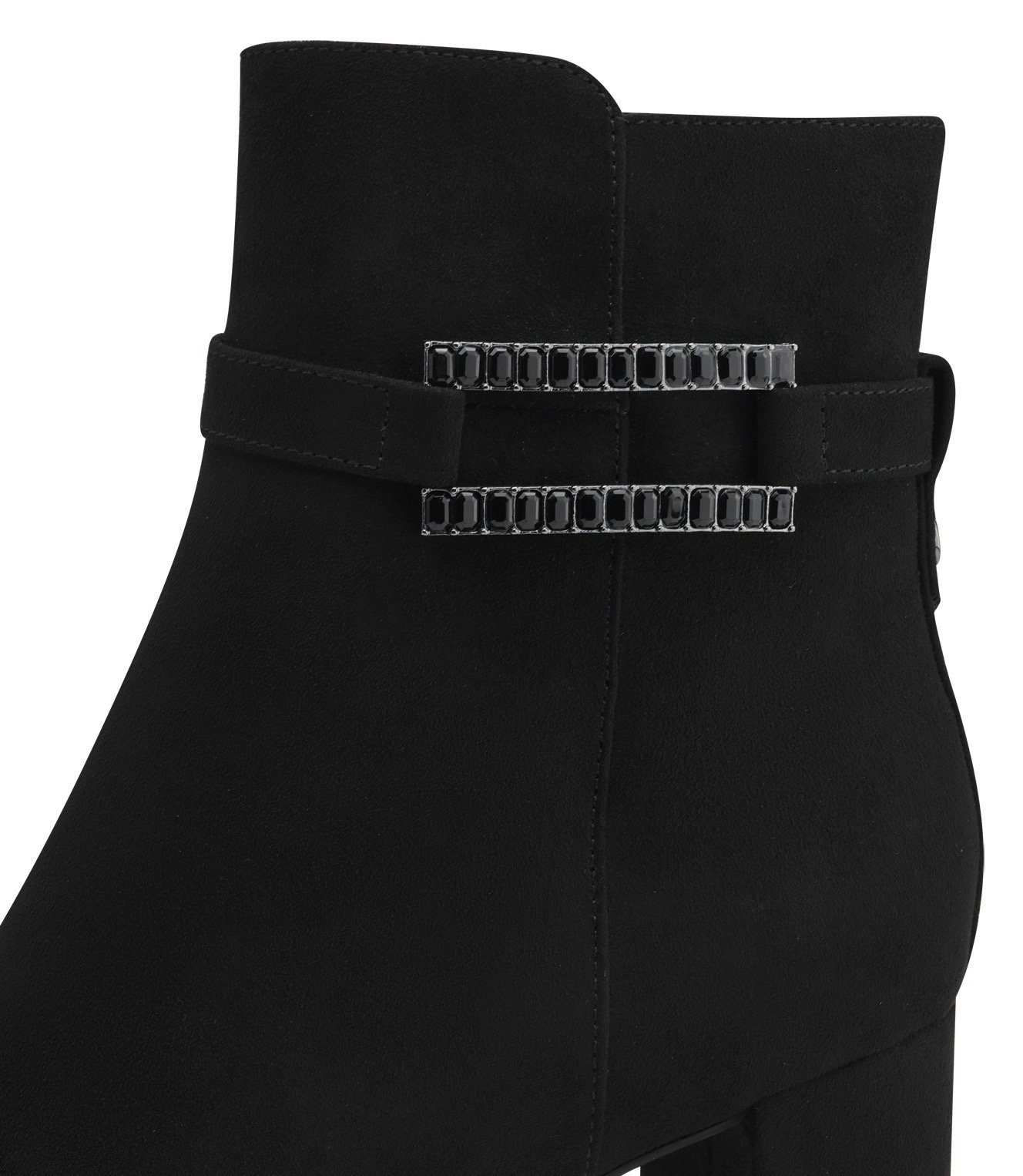 Marco Tozzi Laarsjes blokhak, ankleboots met modieuze decoratieve band en sierstenen