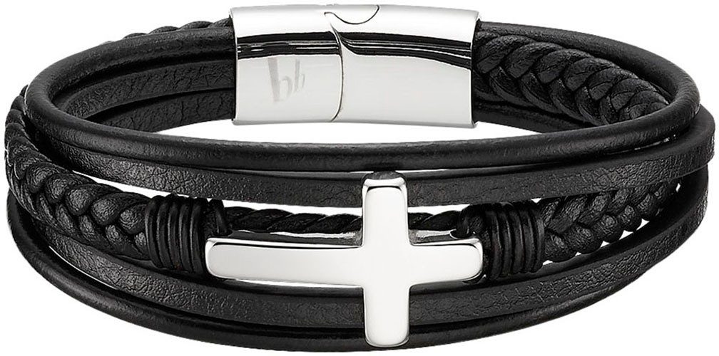 Bruno Banani Leren armband Sieraad cadeau armband kruis, B4090B/20/00/21,5