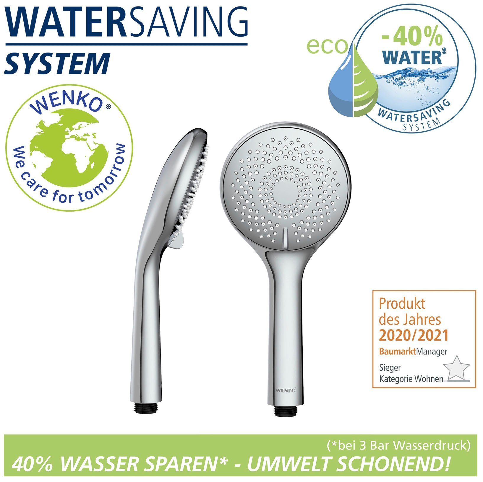 WENKO Handsproeier Watersaving systeem Douchekop Watersaving chroom, diameter 11 cm