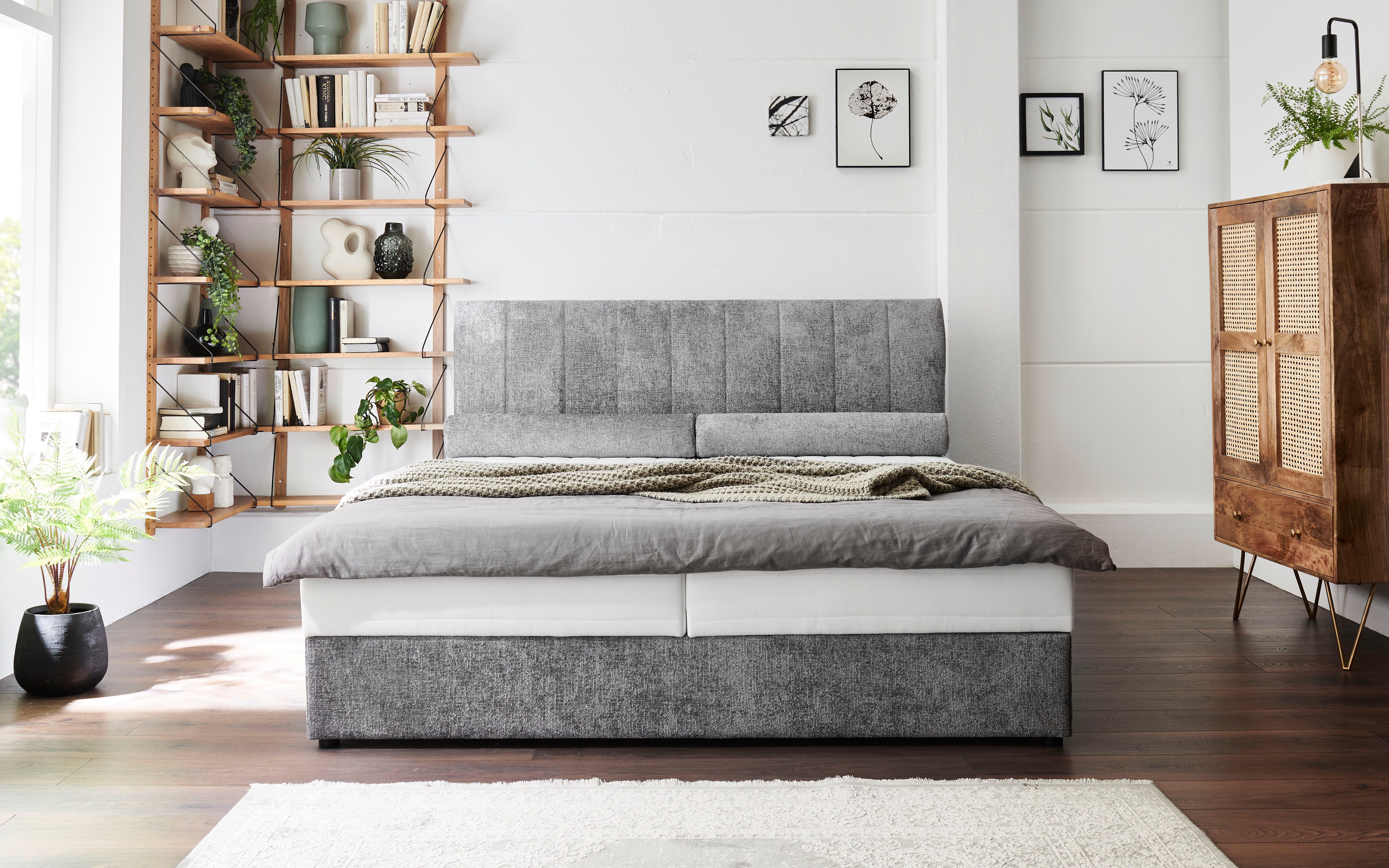 ATLANTIC home collection Boxspring ALISIA Met pocketvering, bedlade en kussenrol in originele bekleding
