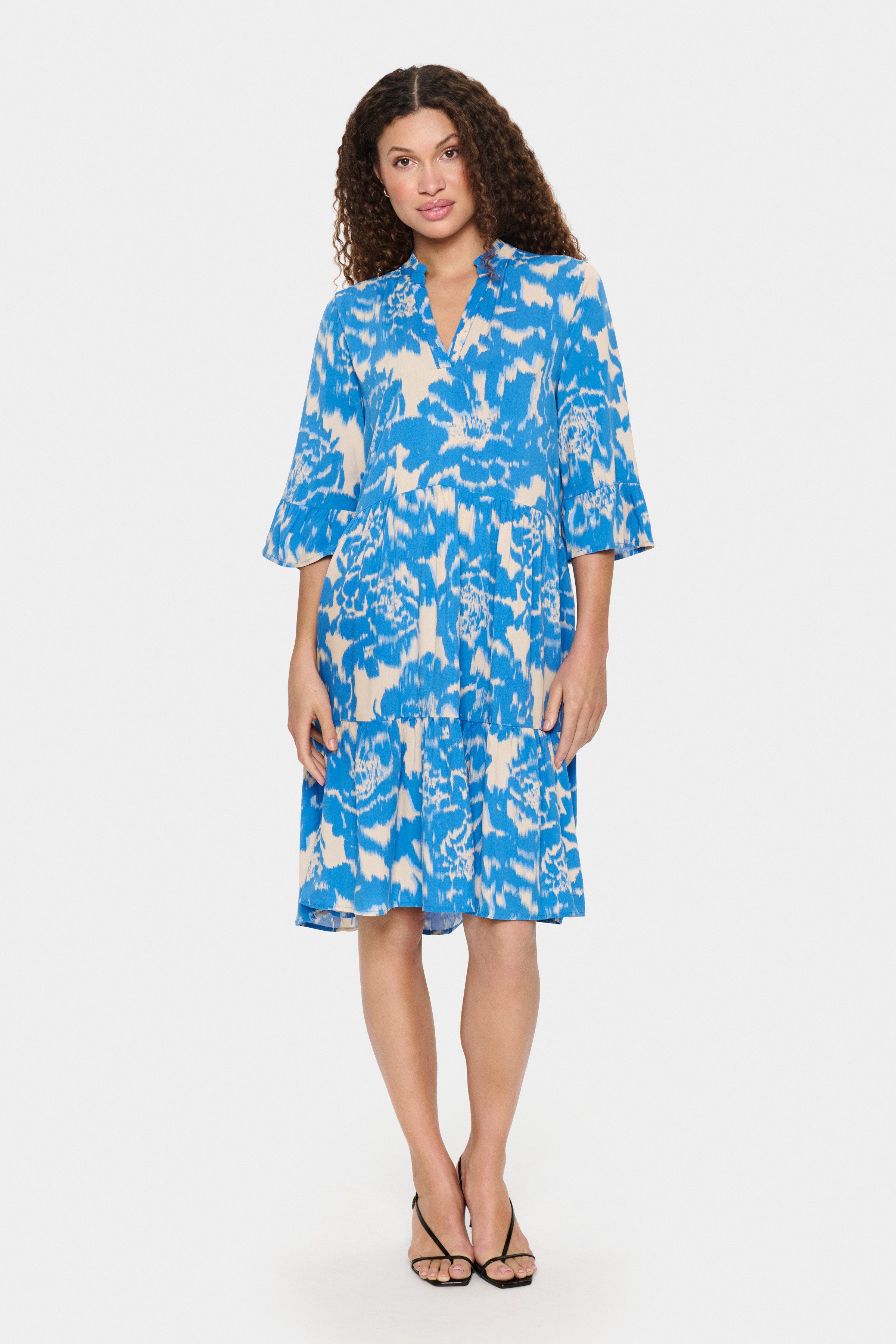 Saint Tropez Blousejurk EdaSZ dress met volants en 3/4 mouwen