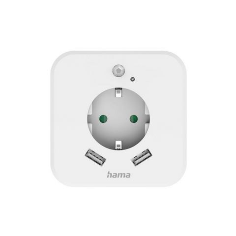 Hama Led-nachtlampje LED-Nachtlicht mit Steckdose 2 USB-Ausgänge Bewegungs- und Lichtsensor