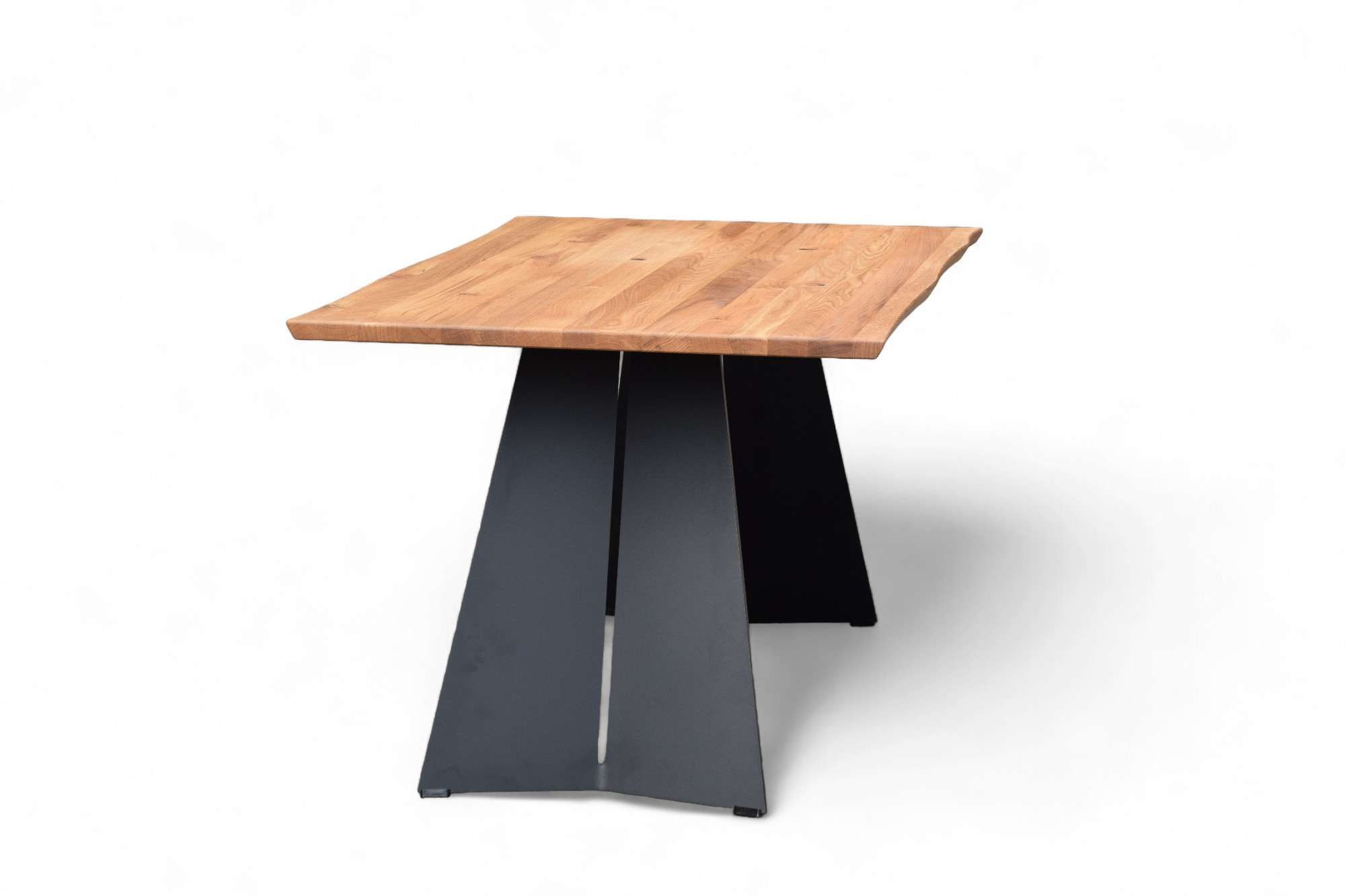 Home affaire Eettafel Winteregg keukentafel, metalen wangframe, massief gewild eikenhout, geolied