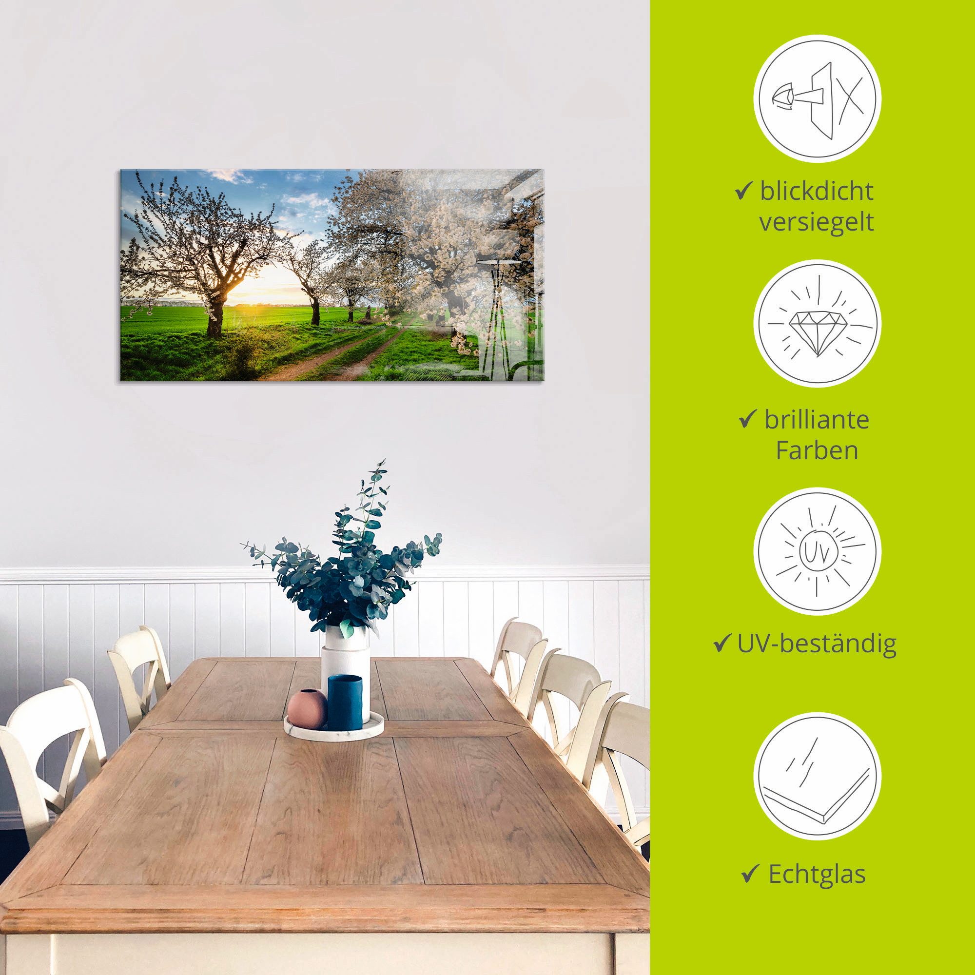 Artland Print op glas Kersensteegje in verschillende maten