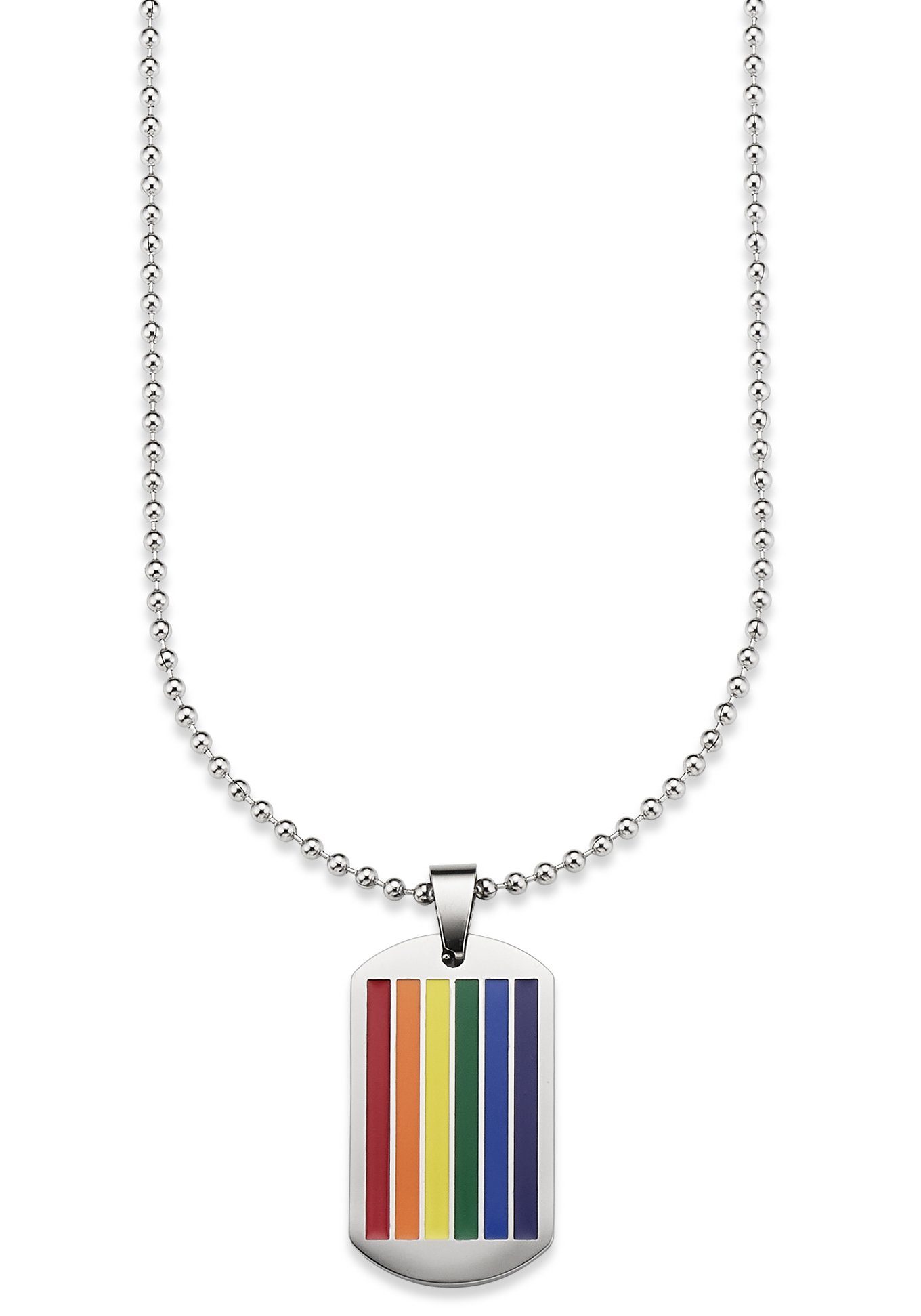 Bruno Banani Ketting met hanger Sieraad Geschenk, Halsketting Regenboog Dog Tag Kogelketting Zilver