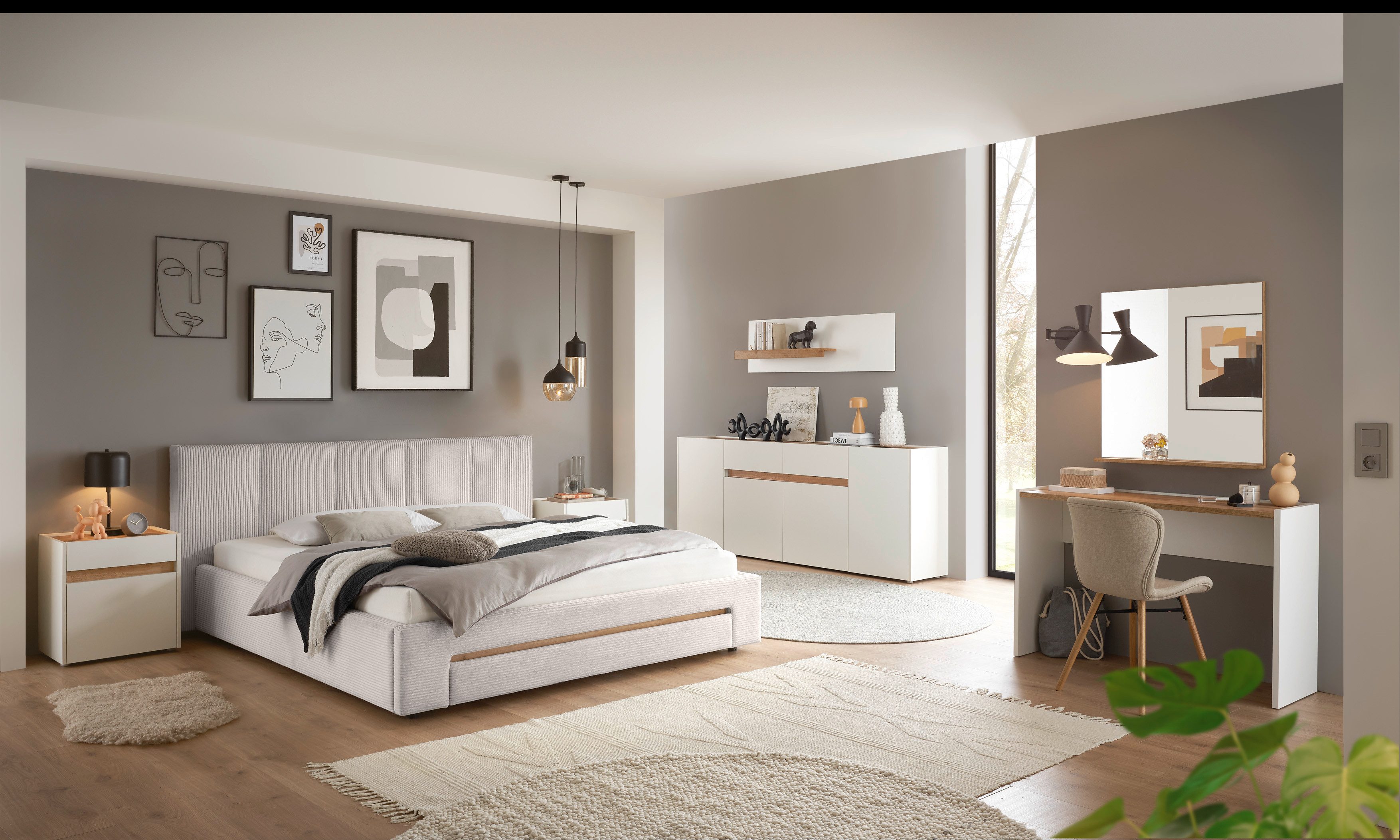 INOSIGN Gestoffeerd bed CiTY/GiRON, bedframe met bedlade, gestoffeerd opbergbed met hondenbed of opberglade, bekleding van corduroy of linnenlook