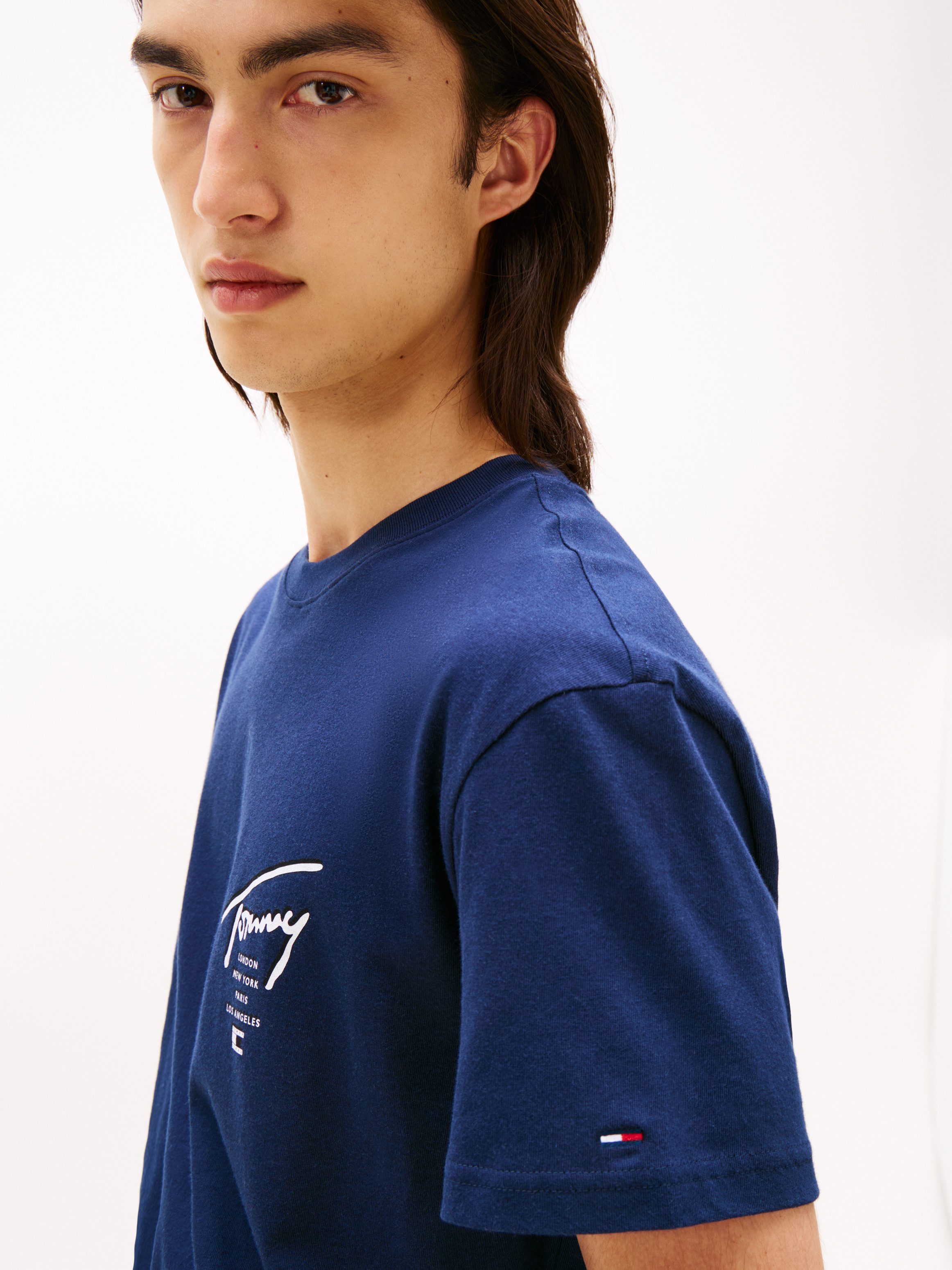 TOMMY JEANS T-shirt TJM SIGN CITY TEE EXT Ronde hals, regular fit, grote rugprint