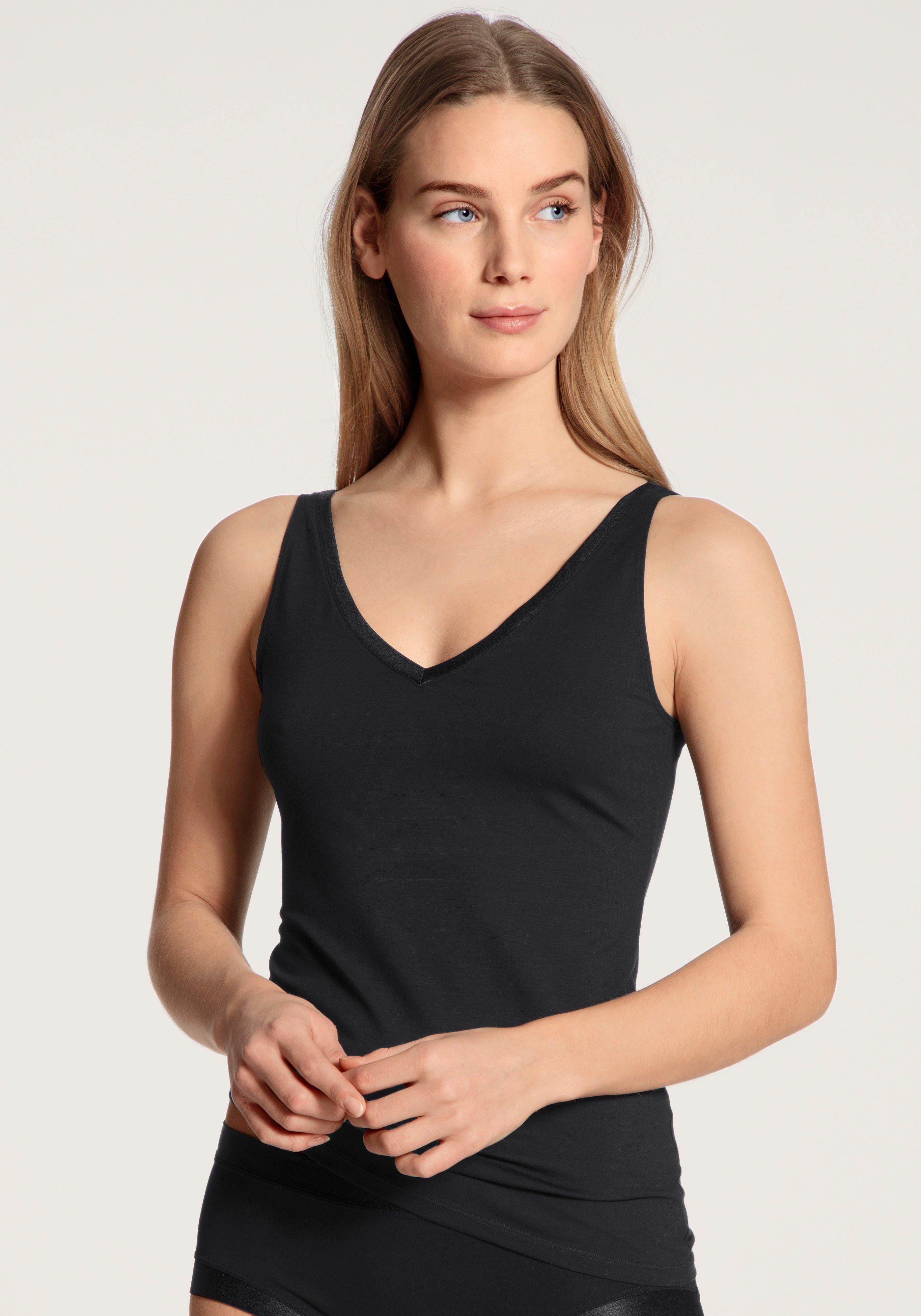 CALIDA Hemd CATE met v-hals dames armloze tops maat XXS (32/34) zwart