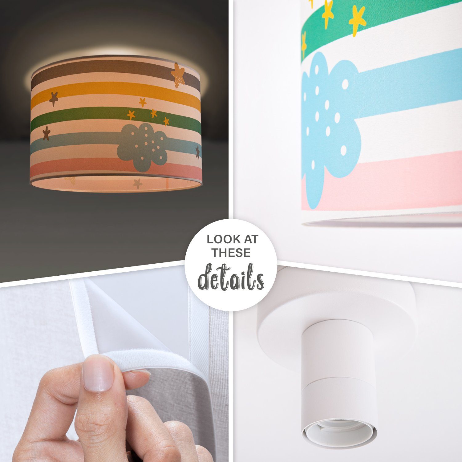 Paco Home Plafondlamp Tweet 462 Lamp kinderkamer babykamer plafondlamp strepen regenboog E27