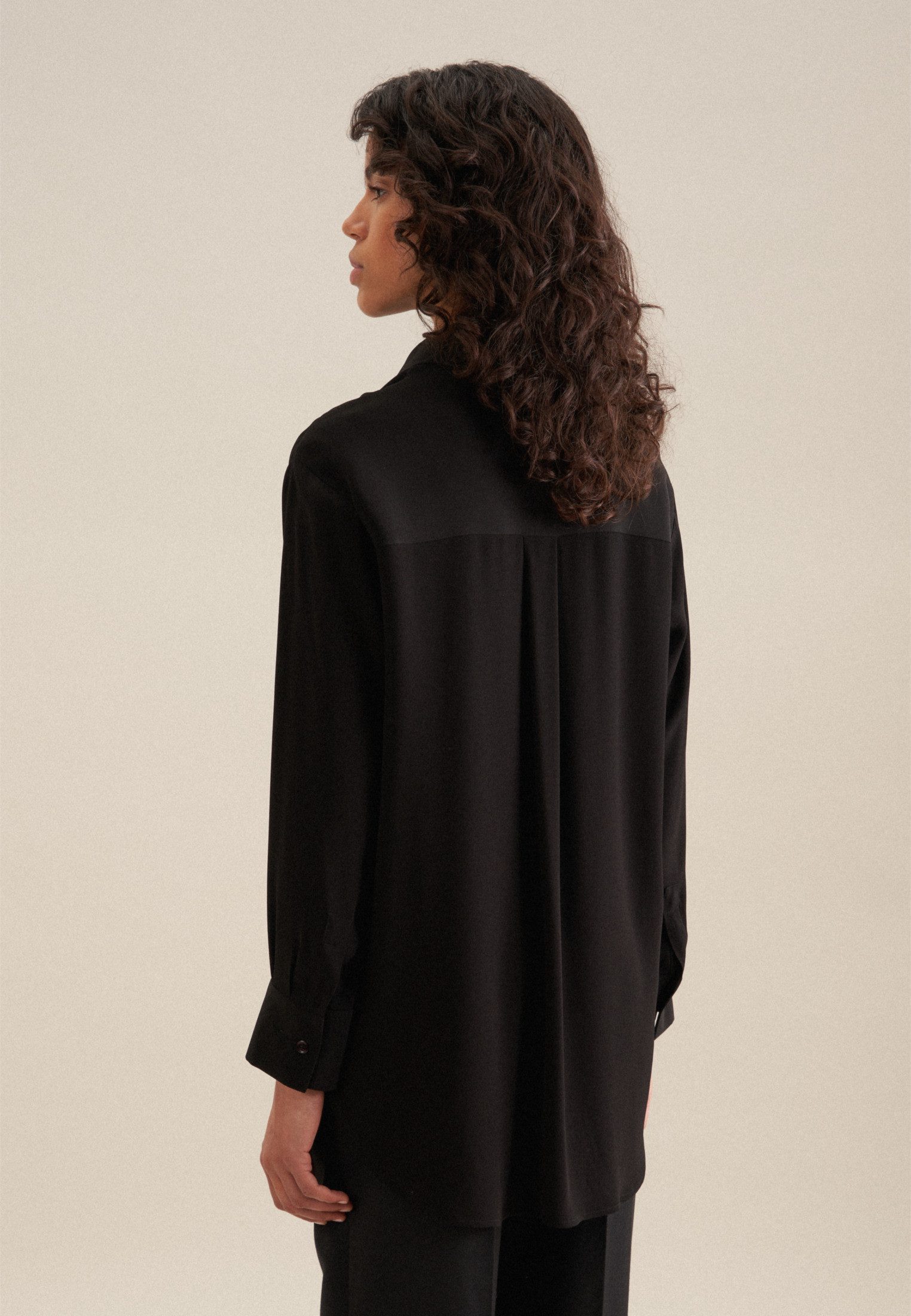 seidensticker Lange blouse Zwarte roos Lange mouwen kraag uni