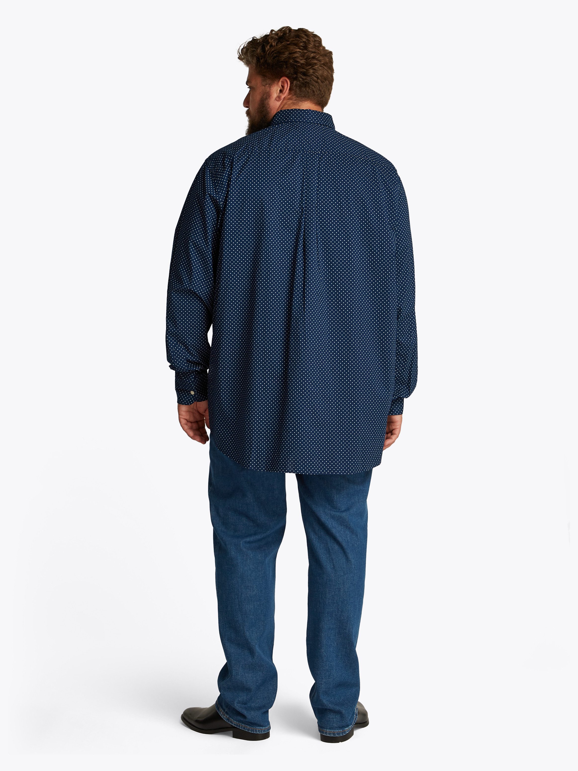 Tommy Hilfiger Overhemd met lange mouwen BT-FLEX POPLIN POLKA DOT S-B in grote maten logoborduring