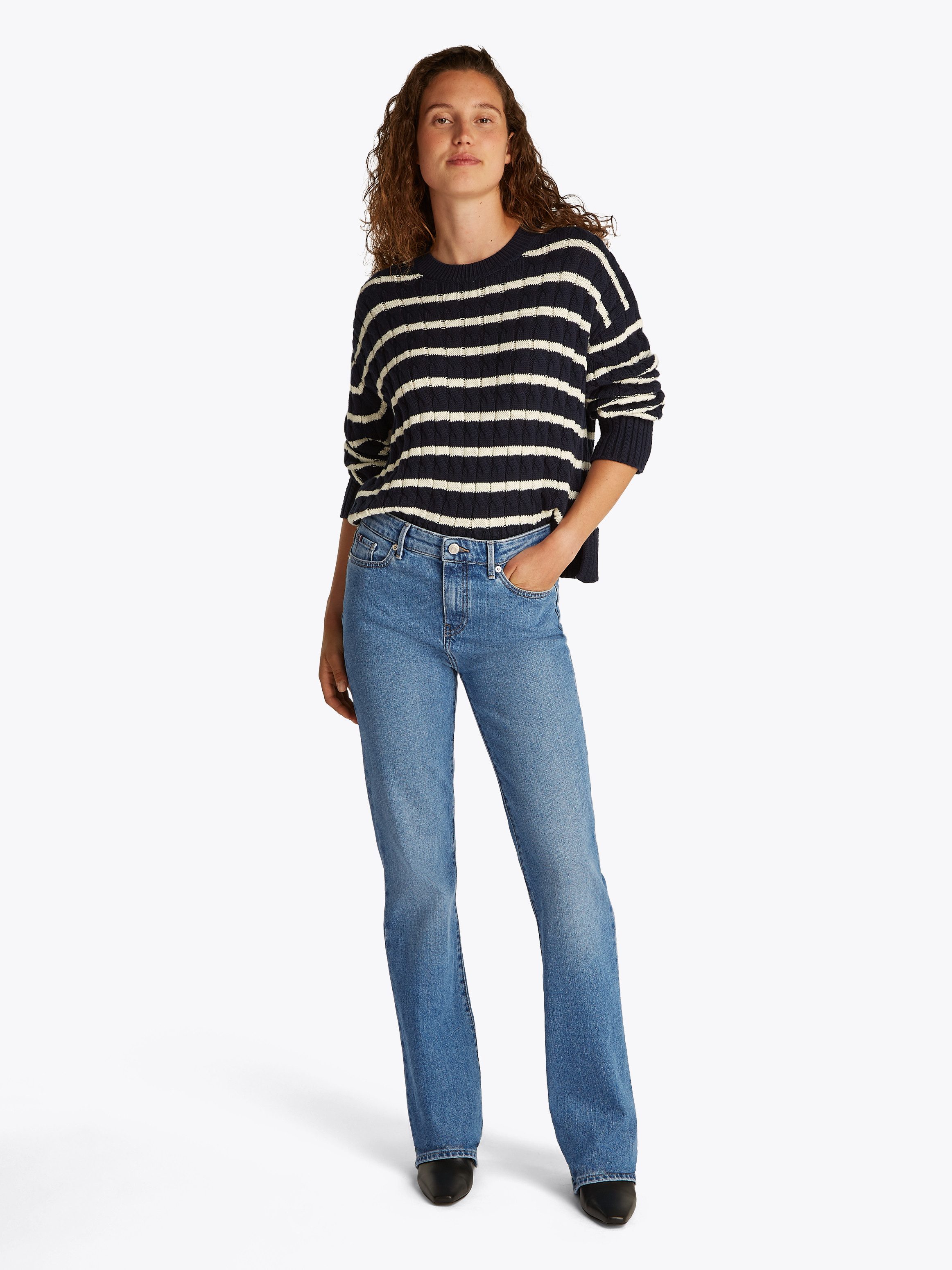 Tommy Hilfiger Bootcut jeans BOOTCUT REGULAR WAIST gemiddelde normale taillehoogte, met persplooien, met studs
