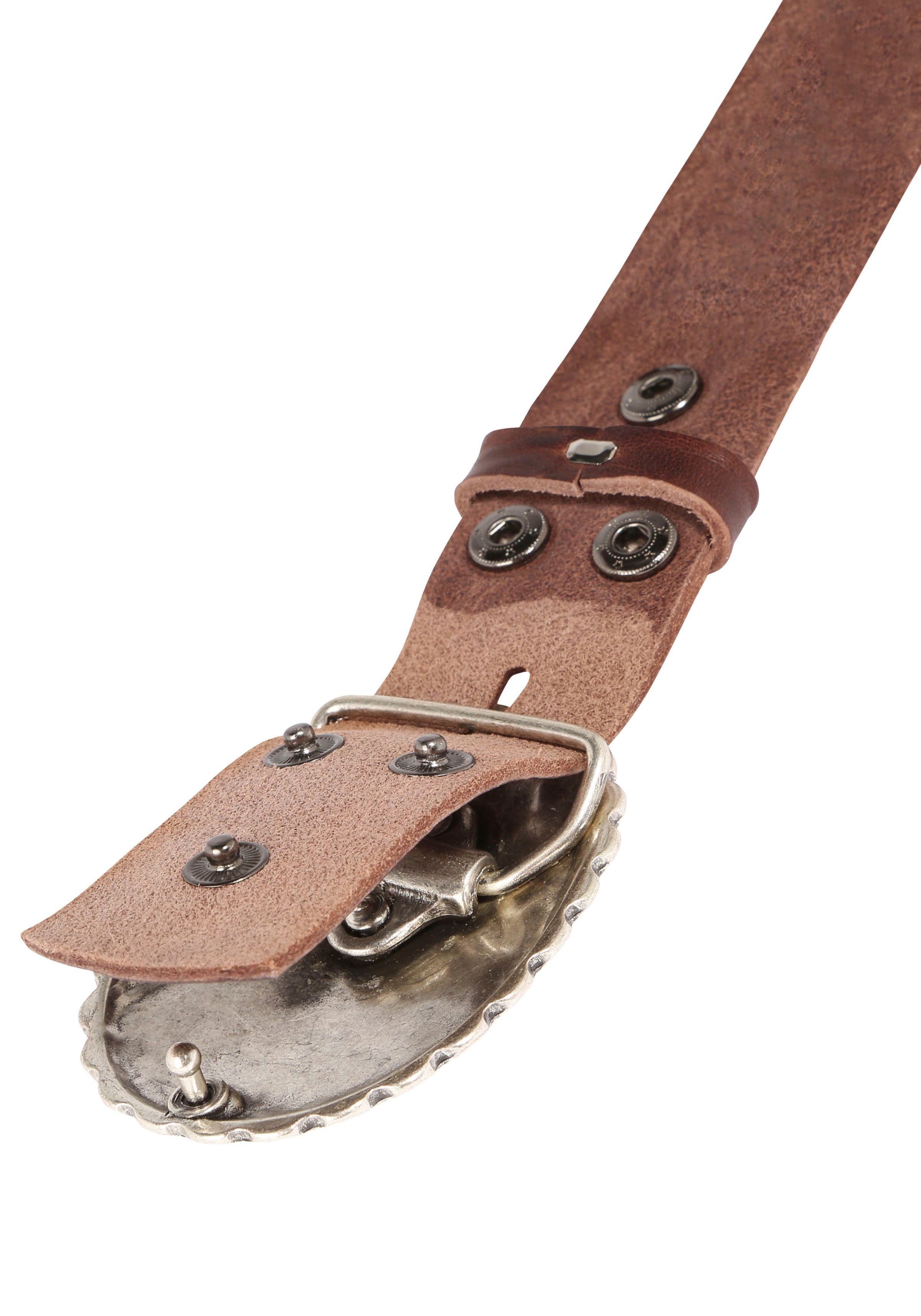 RETTUNGSRING by showroom 019° Leren riem met verwisselbare sluiting "mandala zilver"