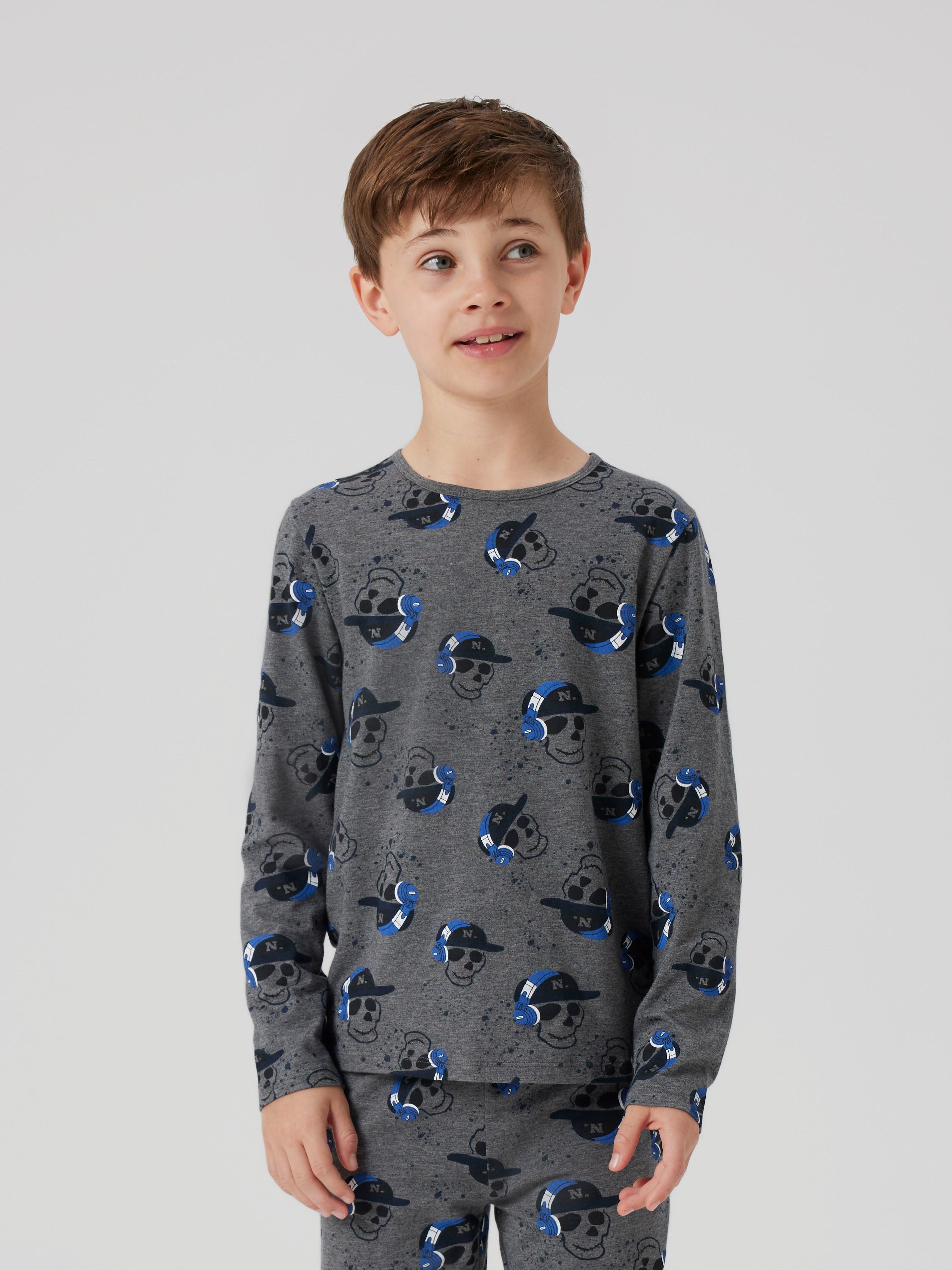 Name It Pyjama NKMNIGHTSET DARK GREY MEL SKULL NOOS (set, 2-delig)