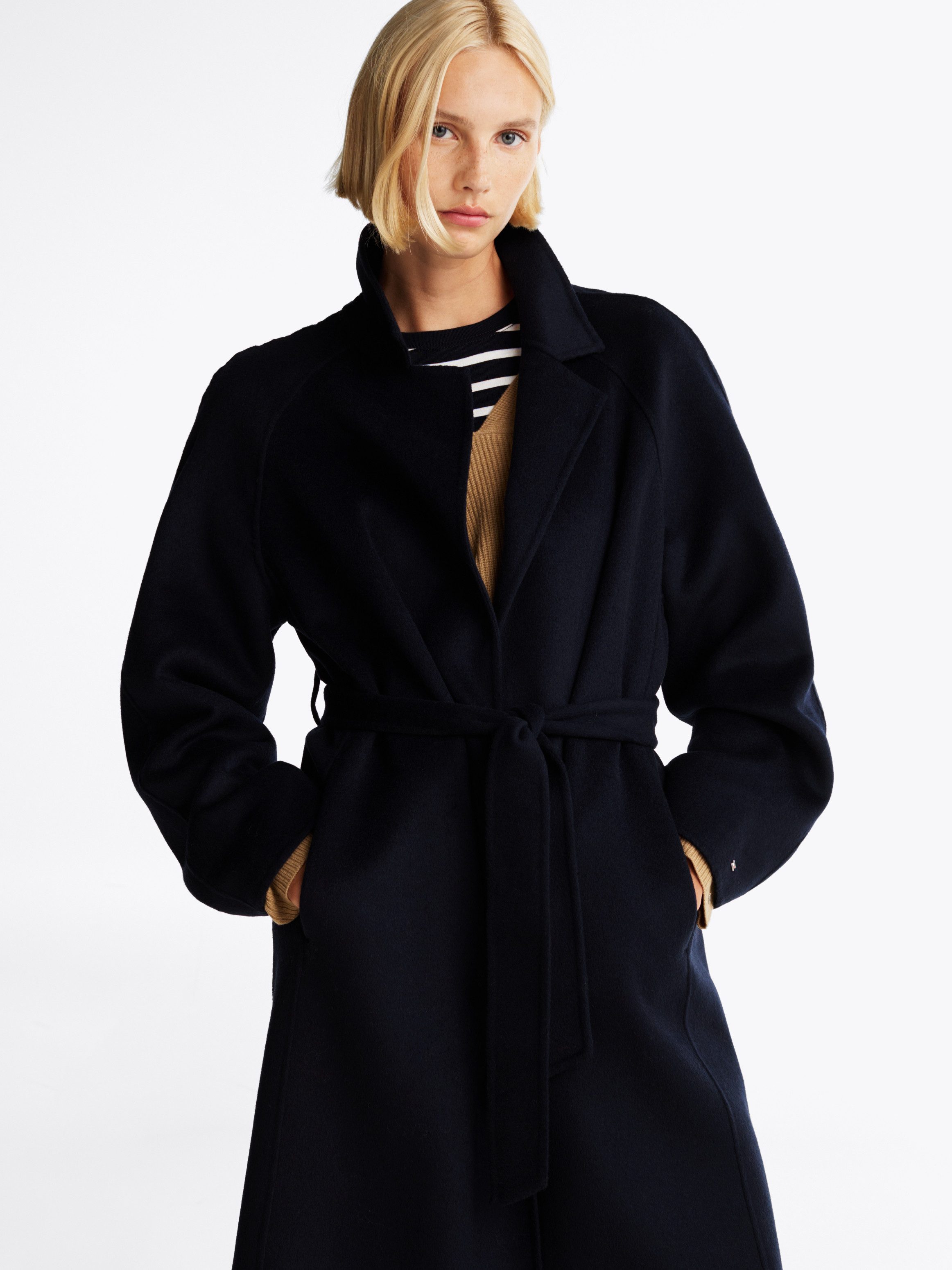 Tommy Hilfiger Korte jas REG DF WOOL BELTED COAT